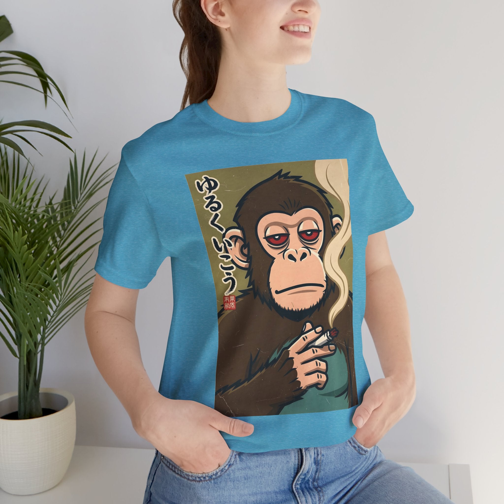 Smoking Monkey Graphic Tee — Japanese Retro Ape Illustration T-Shirt