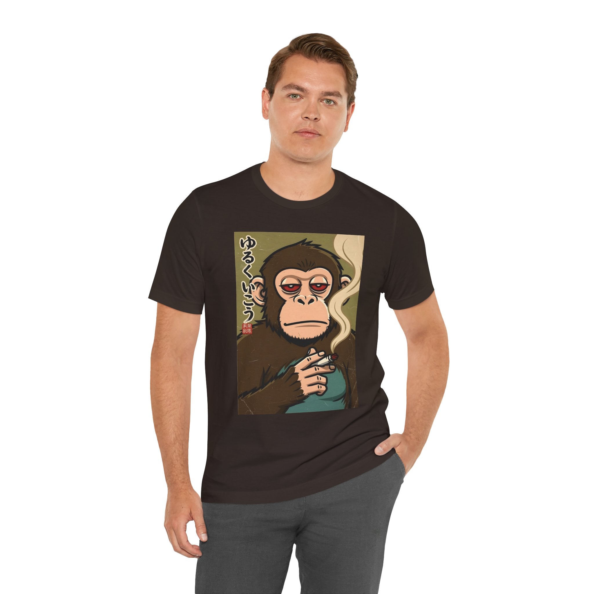 Smoking Monkey Graphic Tee — Japanese Retro Ape Illustration T-Shirt