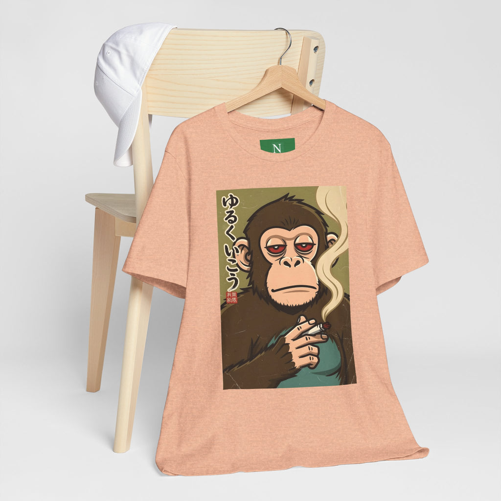 Smoking Monkey Graphic Tee — Japanese Retro Ape Illustration T-Shirt