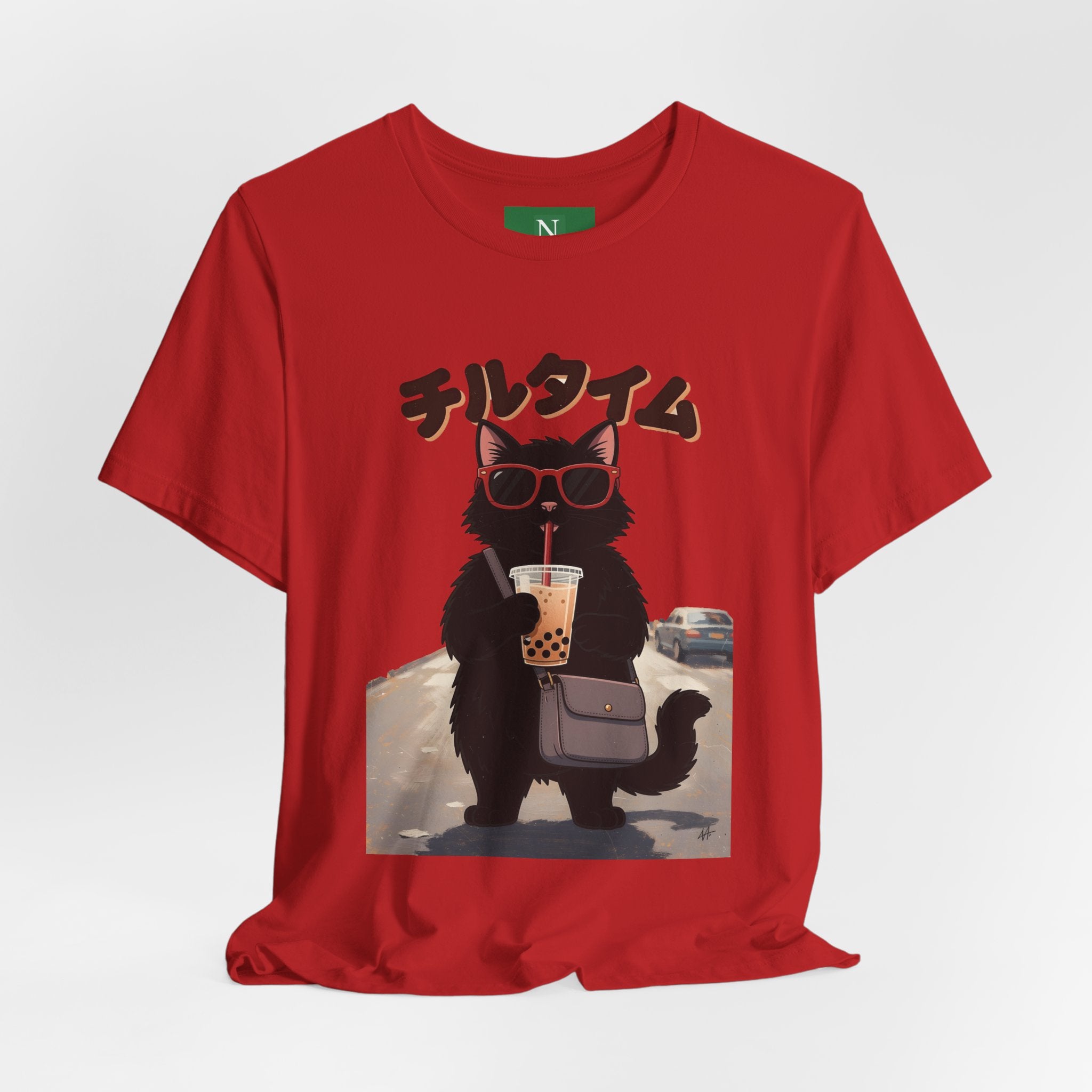 Boba Cat Tee — Cute Cat Drinking Bubble Tea Graphic T-Shirt