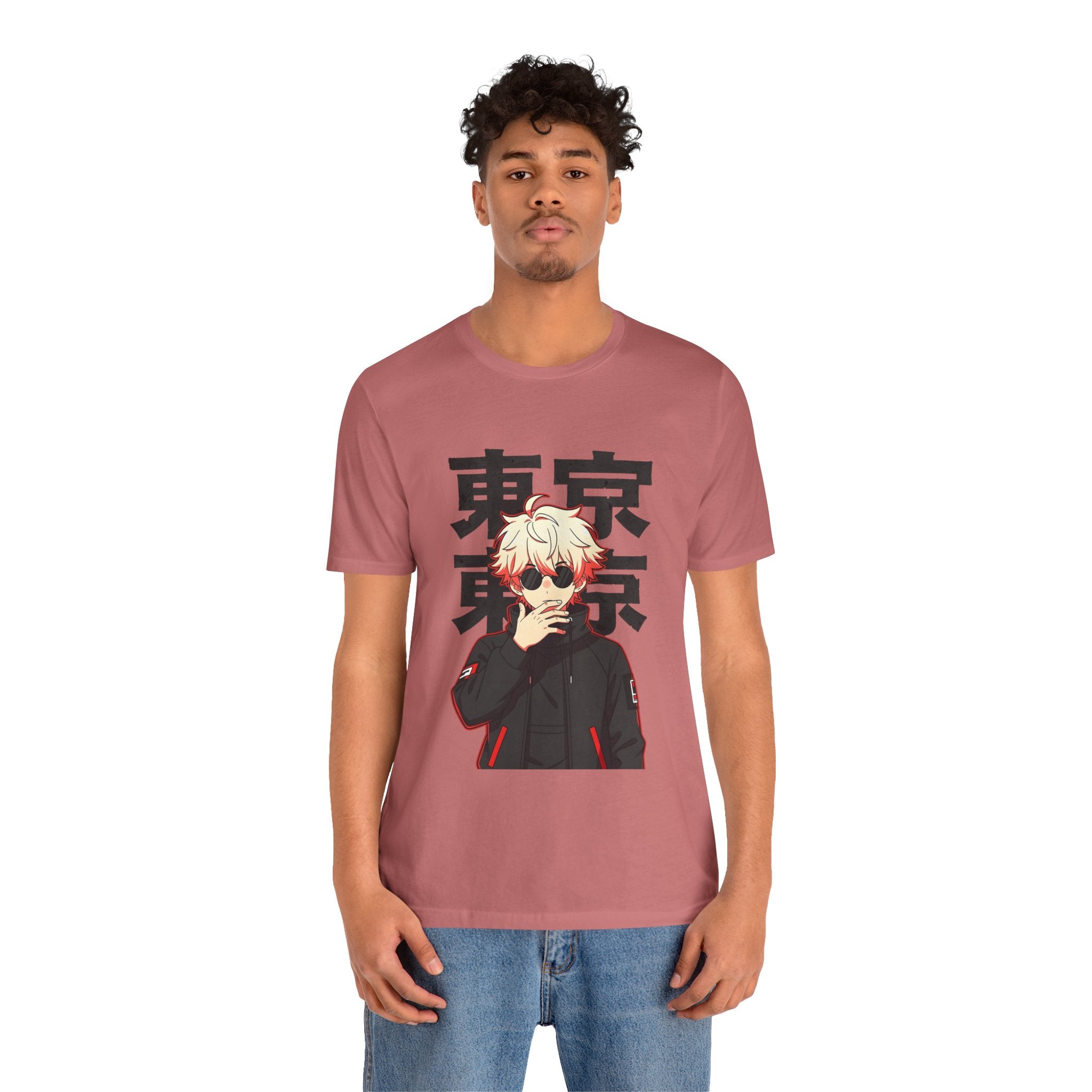 Tokyo Anime Graphic Tee — Blond Character with Kanji "東京"