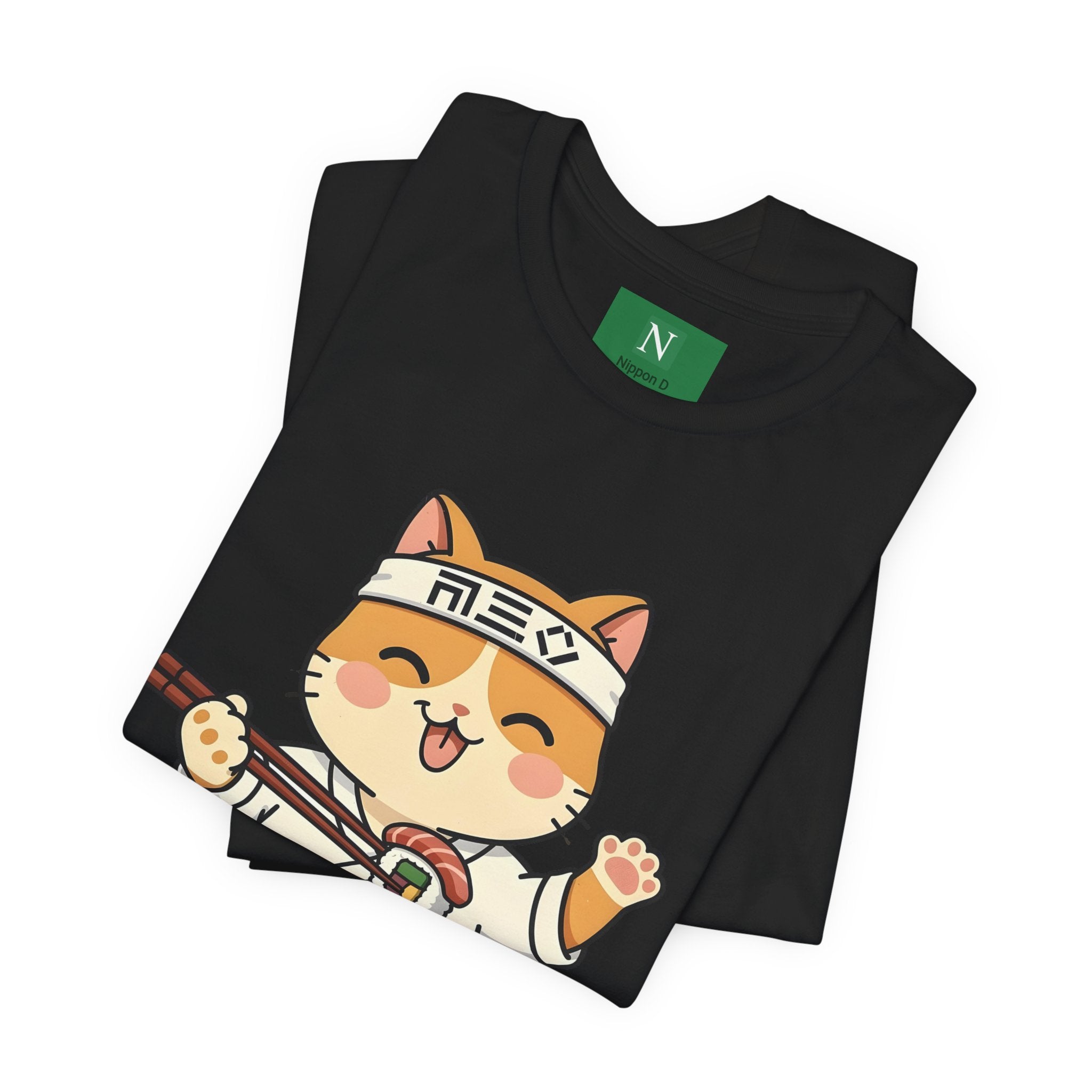 Sushi Chef Cat T‑Shirt — Cute Kawaii Cat Making Sushi Graphic Tee