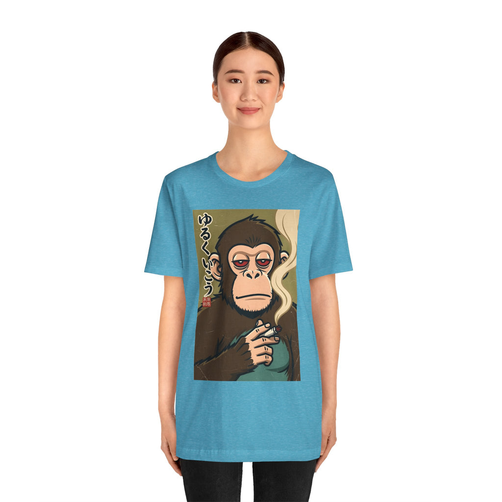 Smoking Monkey Graphic Tee — Japanese Retro Ape Illustration T-Shirt