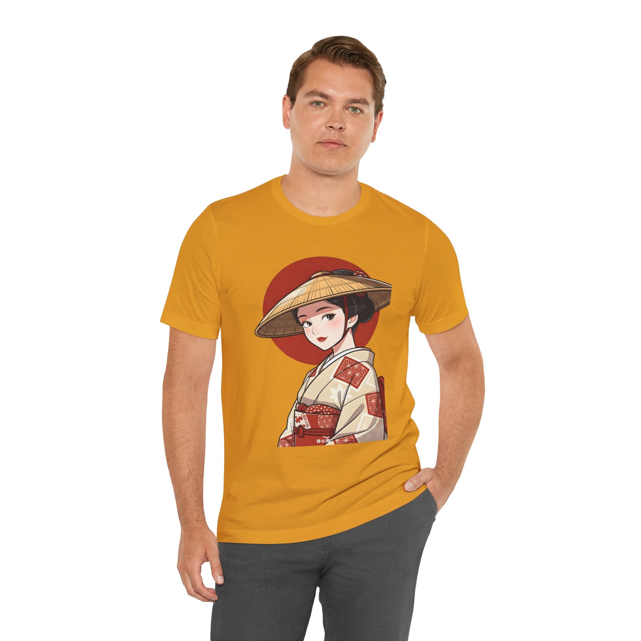 Geisha Illustration Tee — Vintage Kimono Anime T‑Shirt