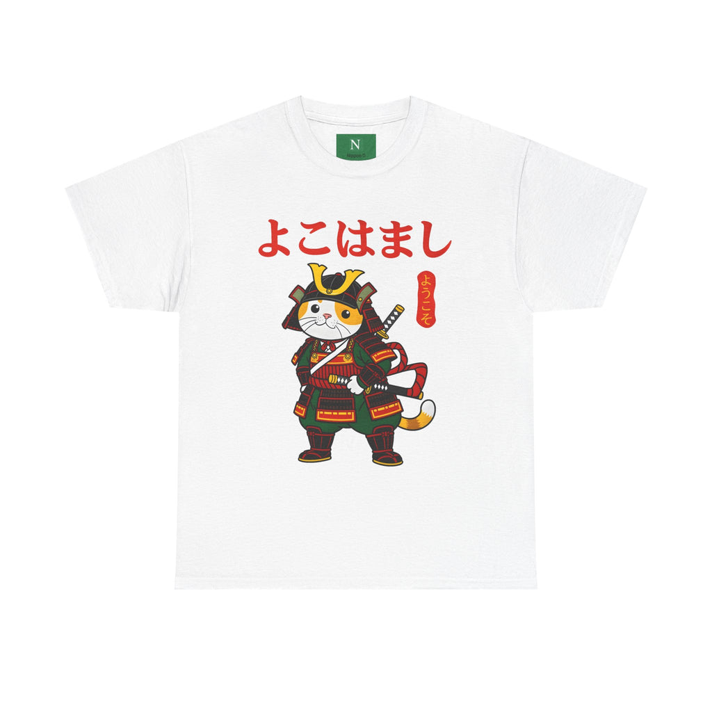 Samurai Cat T-Shirt — 'よこはまし' Japanese Yokohama Cute Warrior Tee