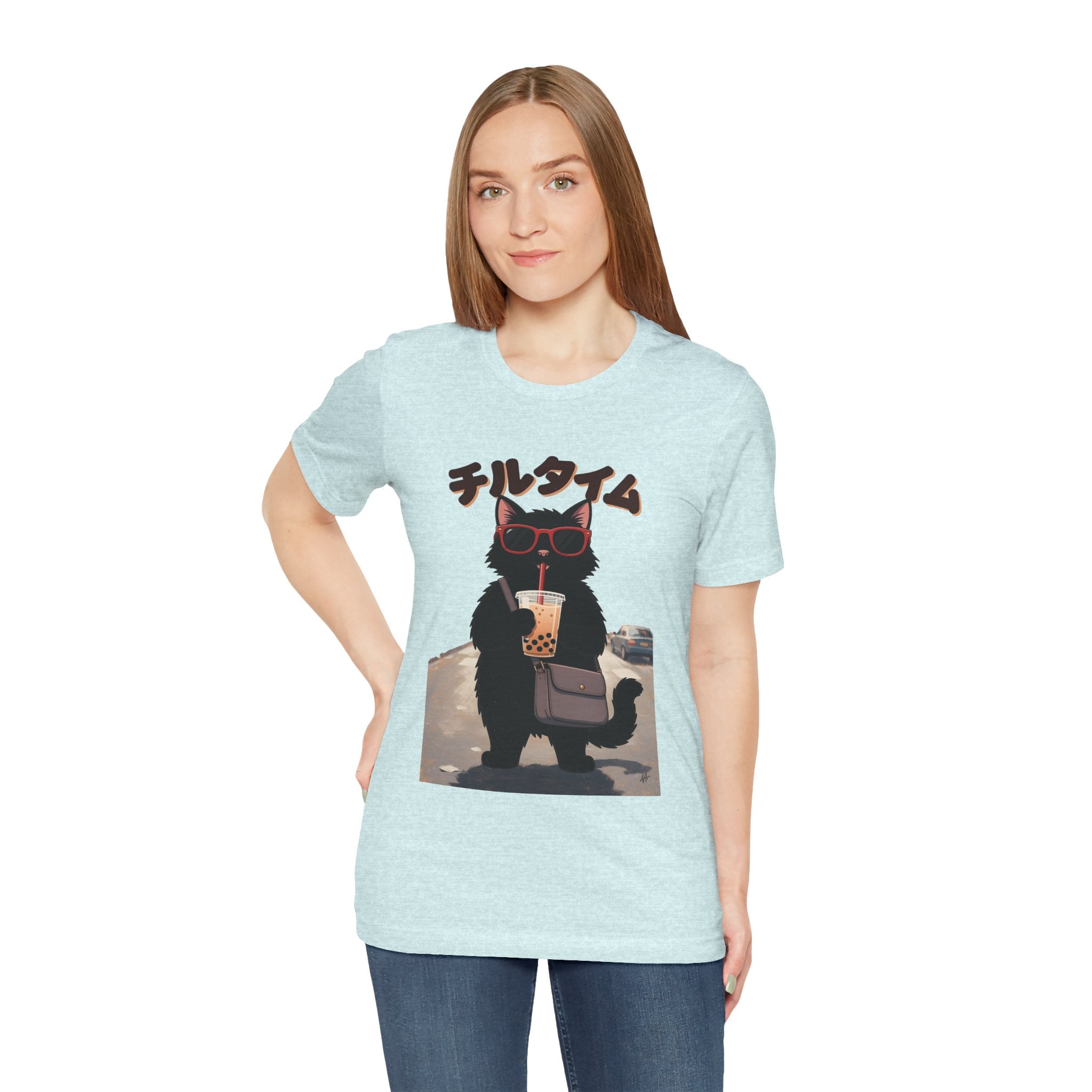 Boba Cat Tee — Cute Cat Drinking Bubble Tea Graphic T-Shirt