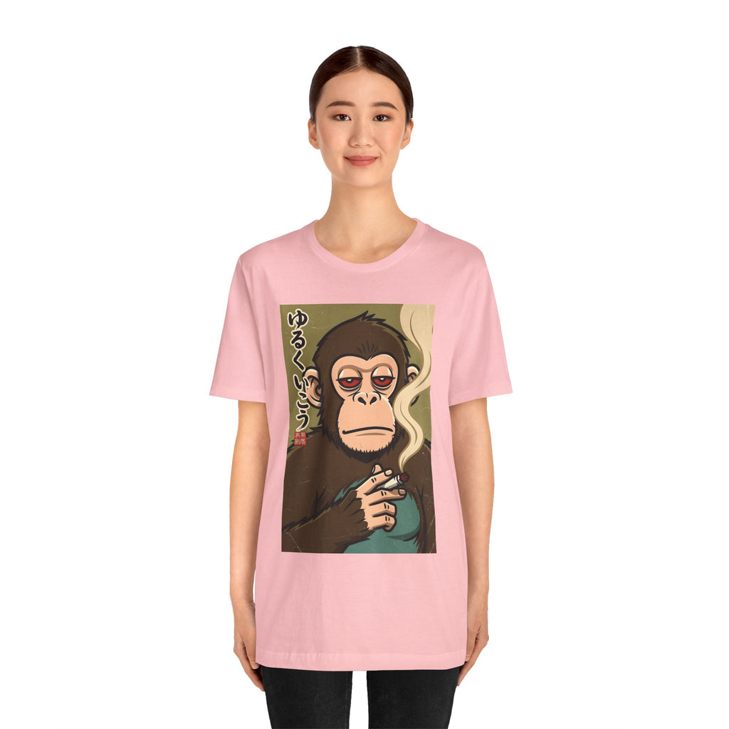 Smoking Monkey Graphic Tee — Japanese Retro Ape Illustration T-Shirt