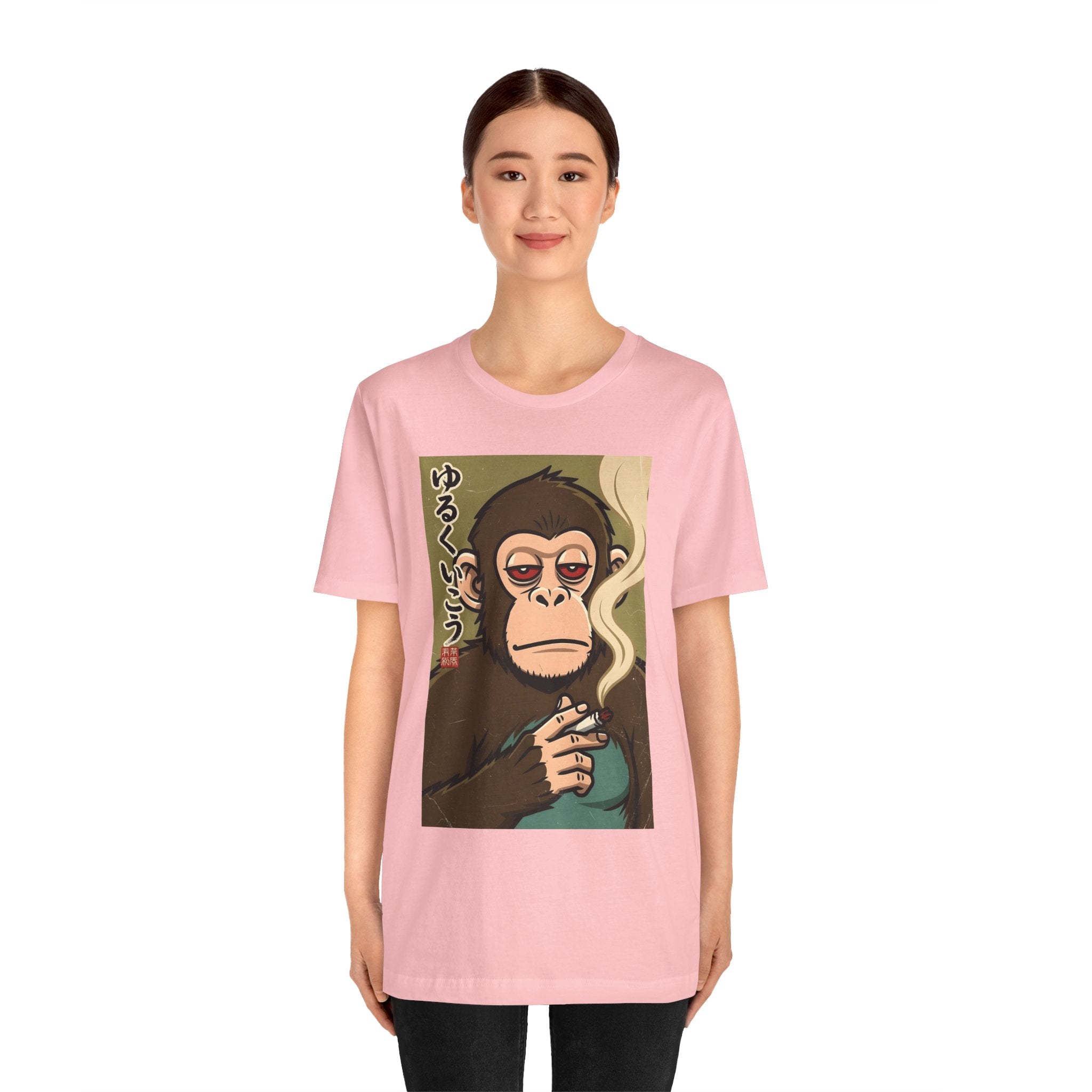 Smoking Monkey Graphic Tee — Japanese Retro Ape Illustration T-Shirt