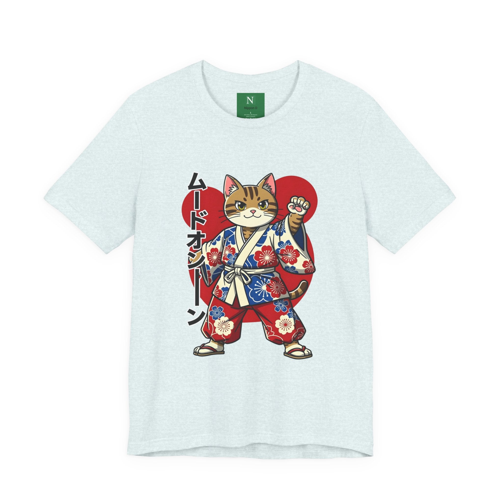 Samurai Cat T‑Shirt — Kawaii Japanese Kimono Cat Graphic Tee