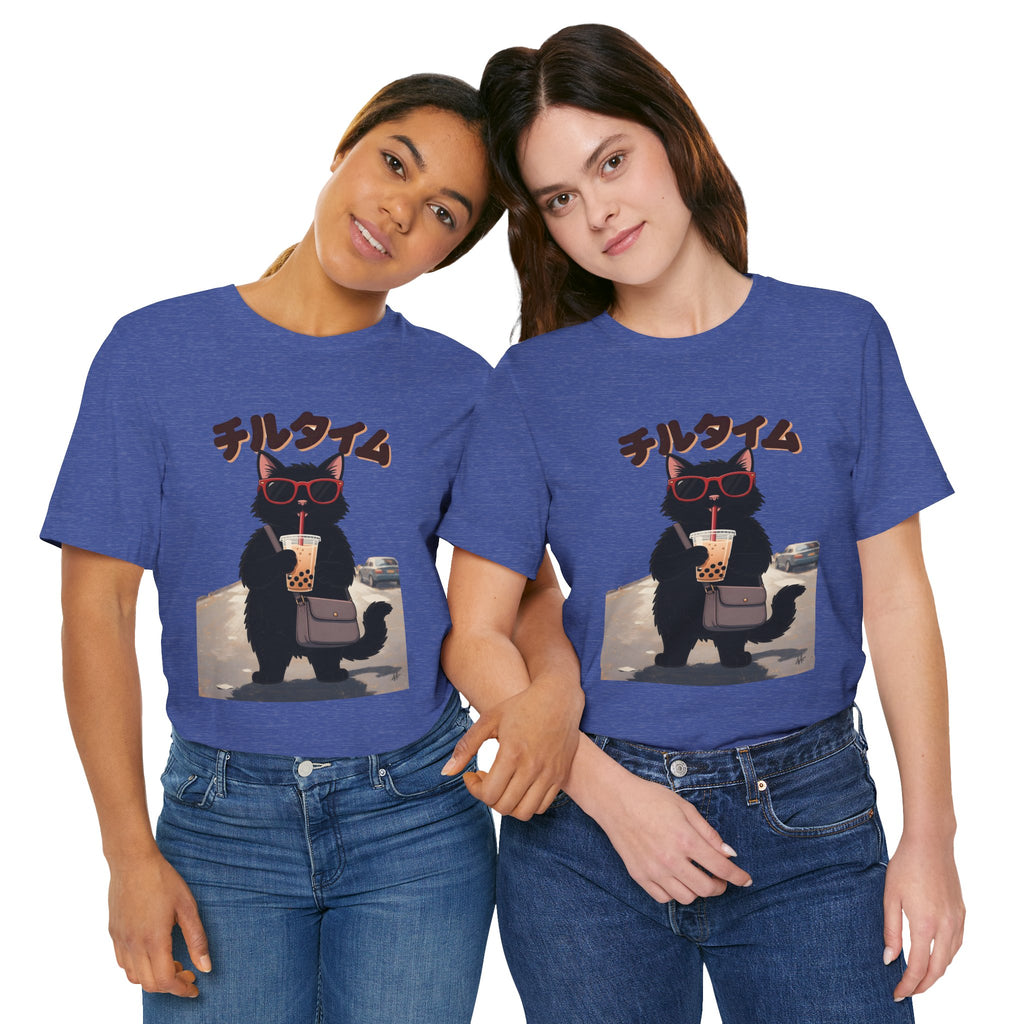 Boba Cat Tee — Cute Cat Drinking Bubble Tea Graphic T-Shirt