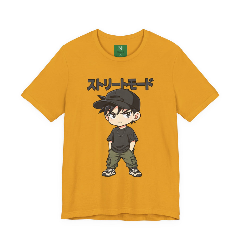 Street Mode Anime Boy T-Shirt — Japanese Text Graphic Tee
