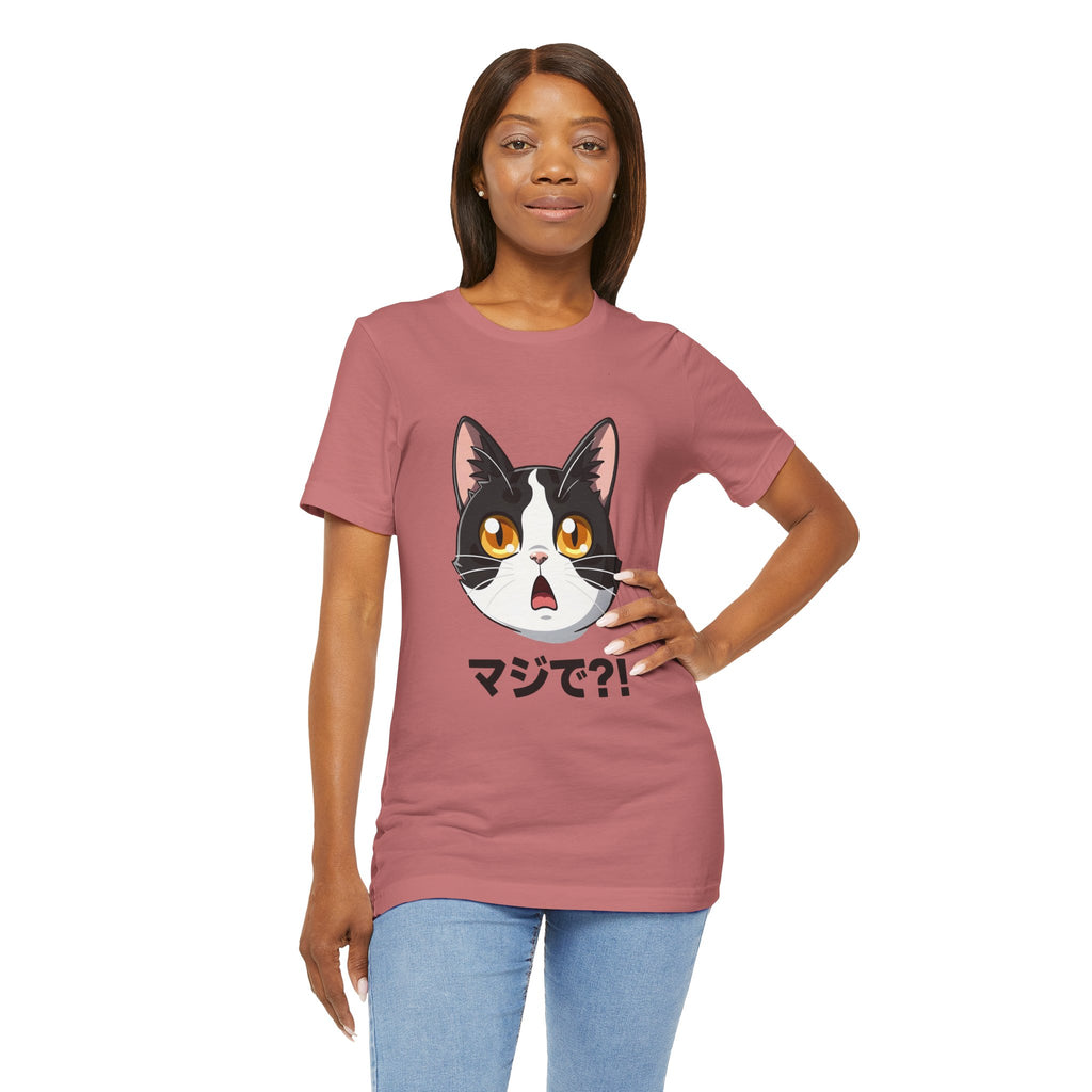 Cat Shock Face Graphic Tee — マジで?! Cute Anime Cat T-Shirt