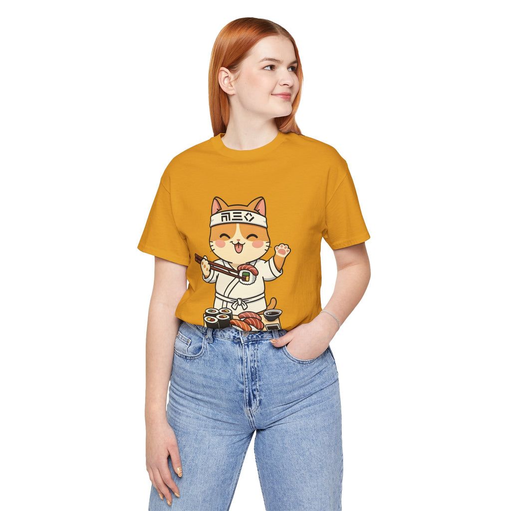 Sushi Chef Cat T‑Shirt — Cute Kawaii Cat Making Sushi Graphic Tee
