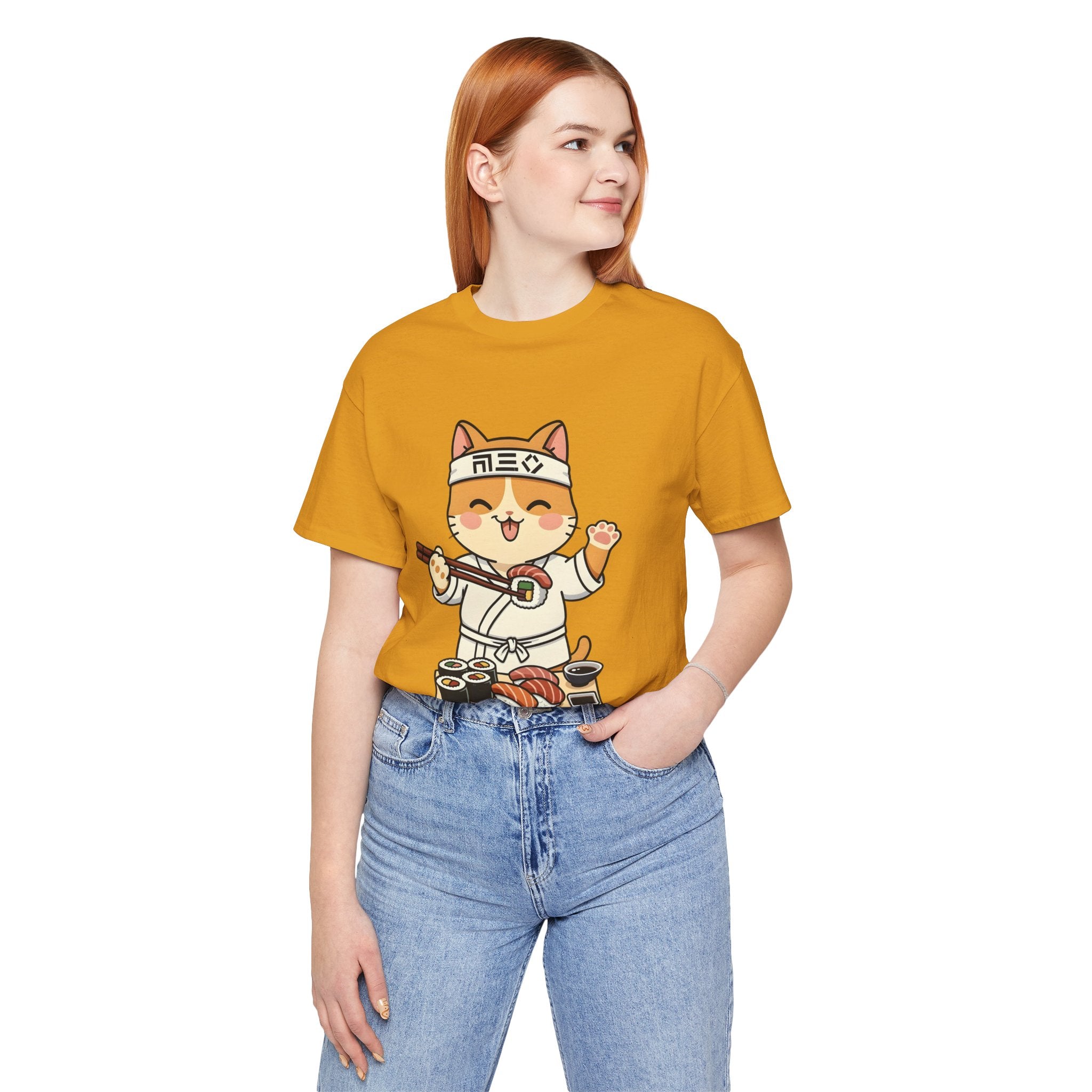Sushi Chef Cat T‑Shirt — Cute Kawaii Cat Making Sushi Graphic Tee