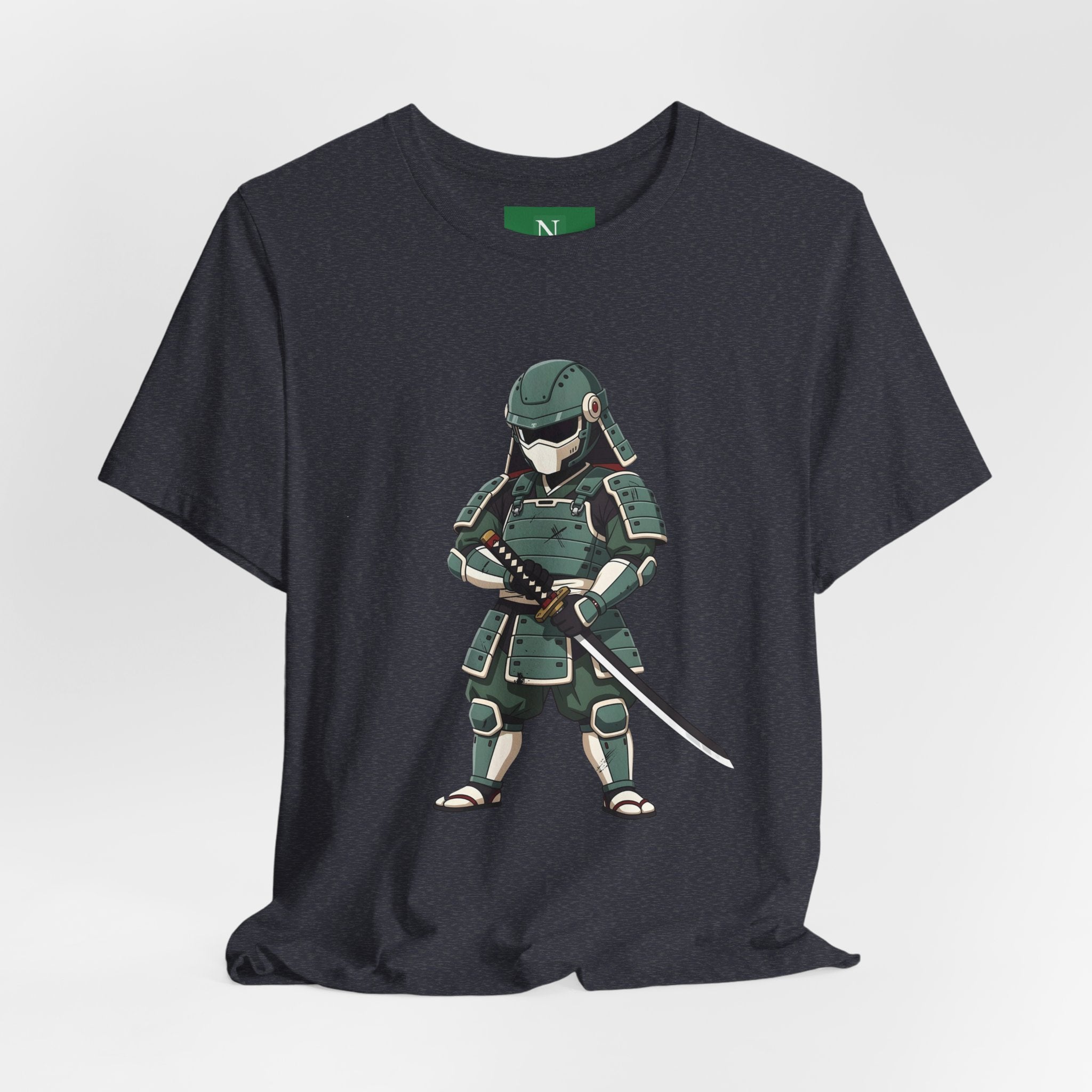 Samurai Cat T-Shirt – Cute Armored Kitty with Katana Graphic