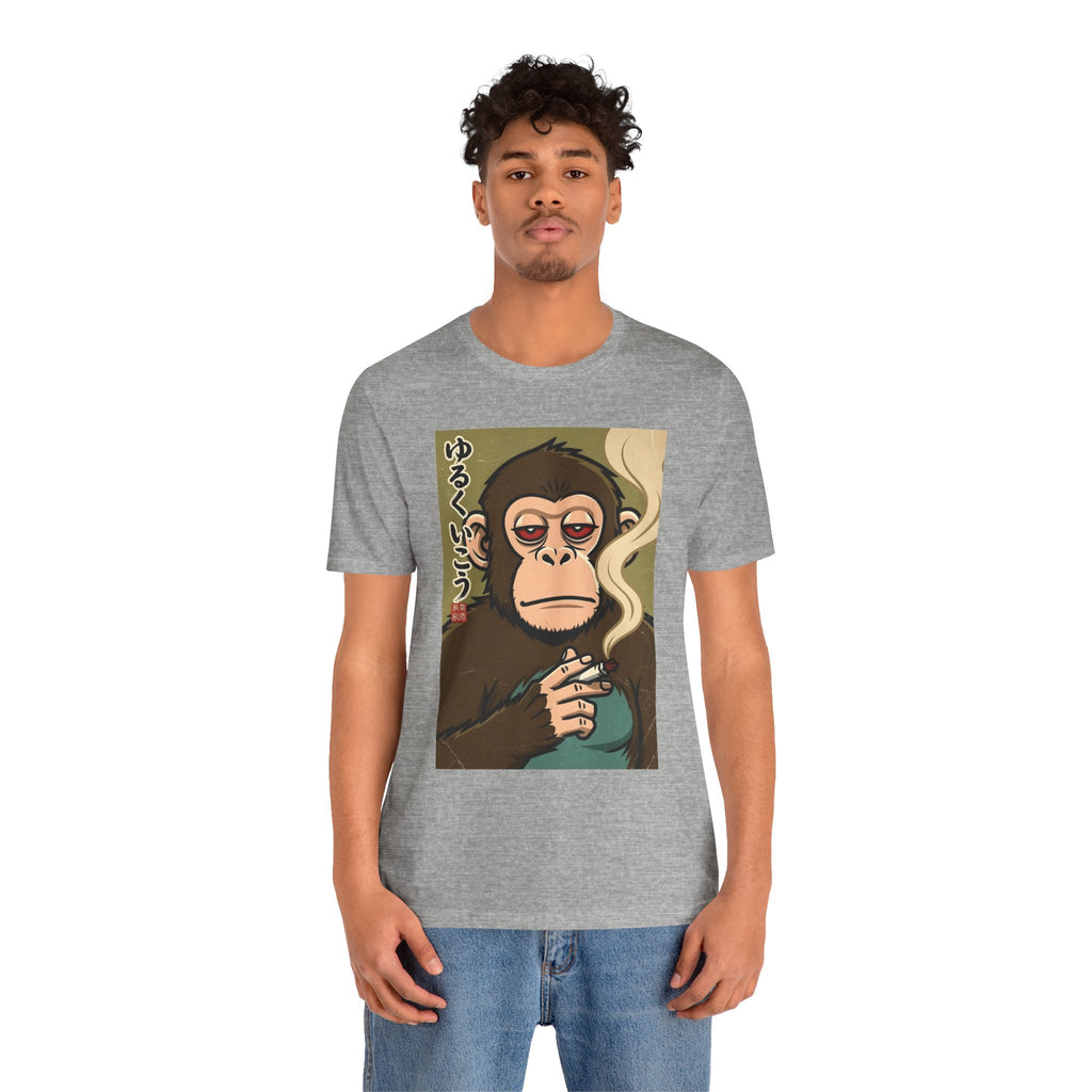 Smoking Monkey Graphic Tee — Japanese Retro Ape Illustration T-Shirt