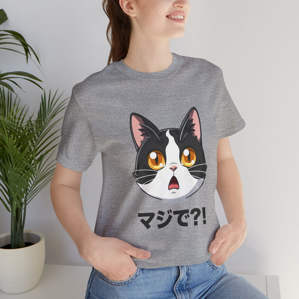 Cat Shock Face Graphic Tee — マジで?! Cute Anime Cat T-Shirt