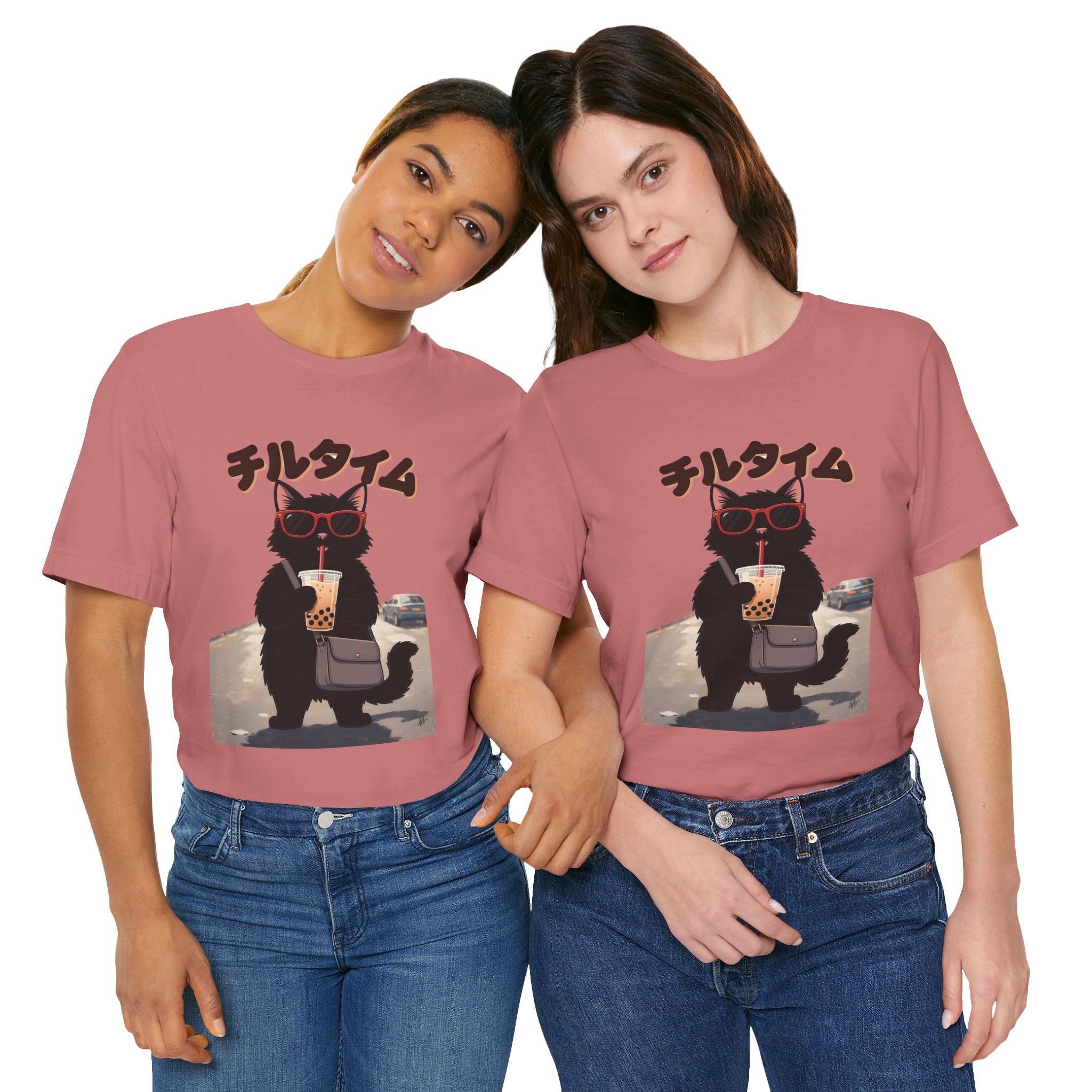 Boba Cat Tee — Cute Cat Drinking Bubble Tea Graphic T-Shirt
