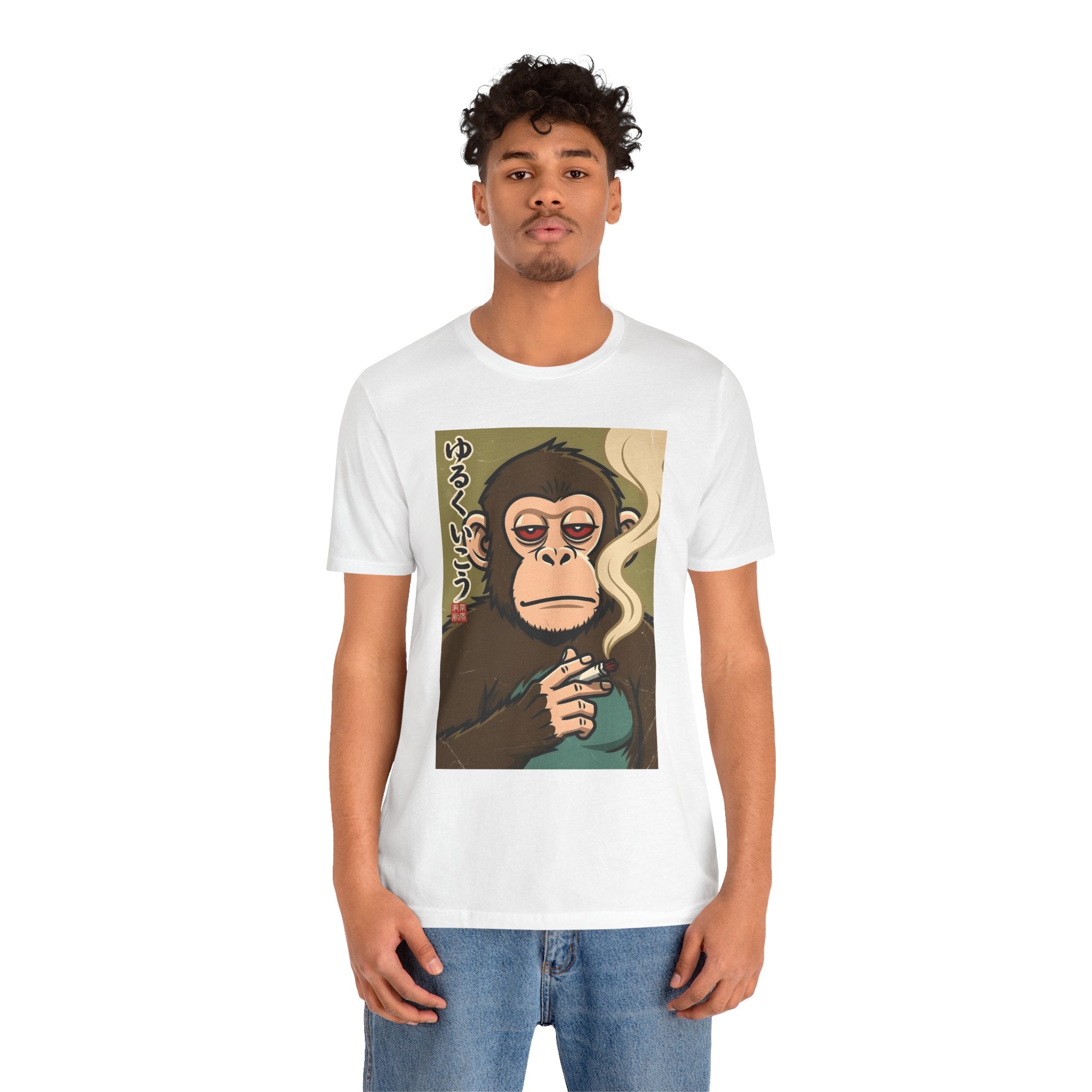 Smoking Monkey Graphic Tee — Japanese Retro Ape Illustration T-Shirt