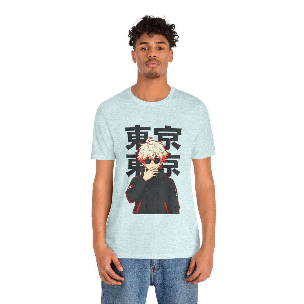 Tokyo Anime Graphic Tee — Blond Character with Kanji "東京"