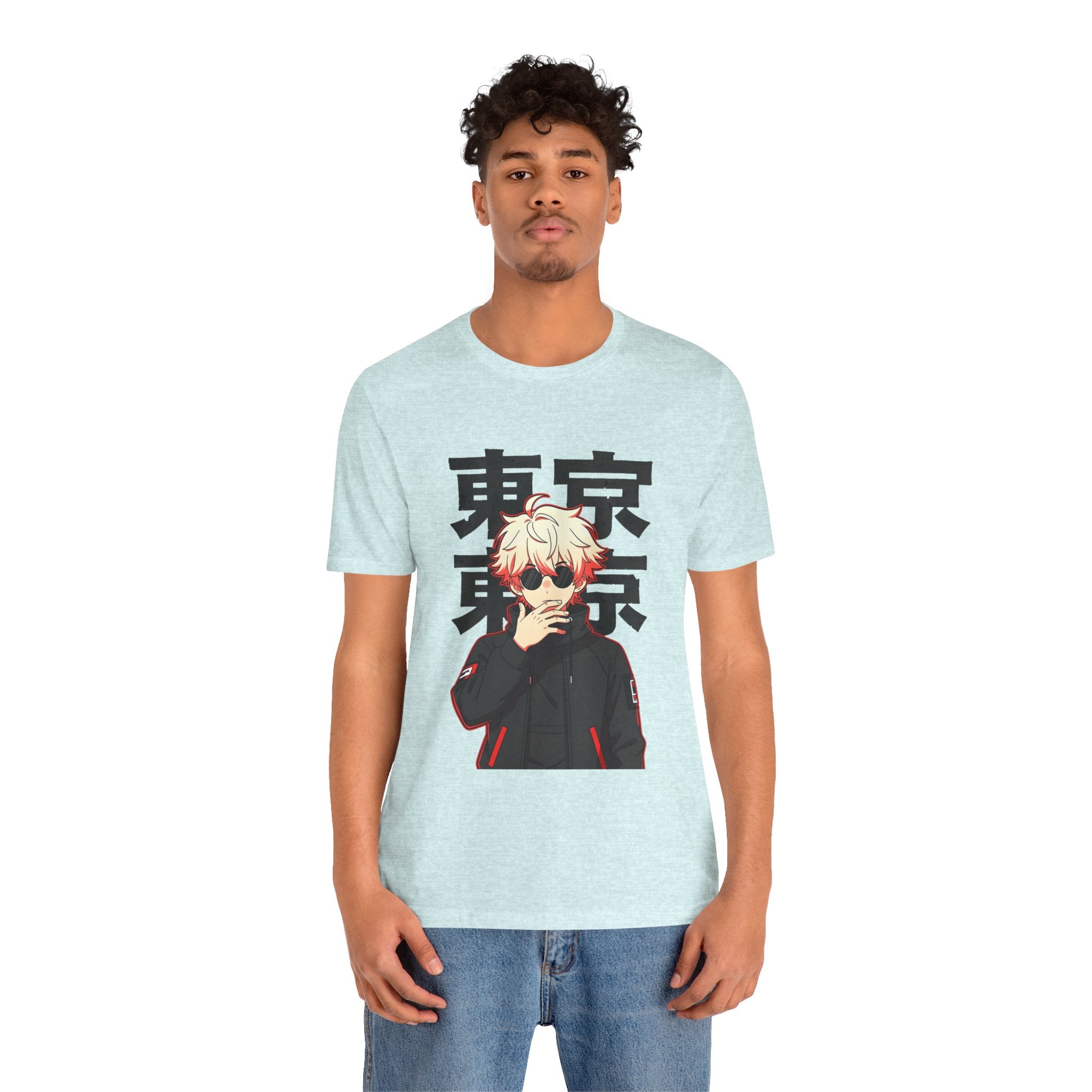 Tokyo Anime Graphic Tee — Blond Character with Kanji "東京"