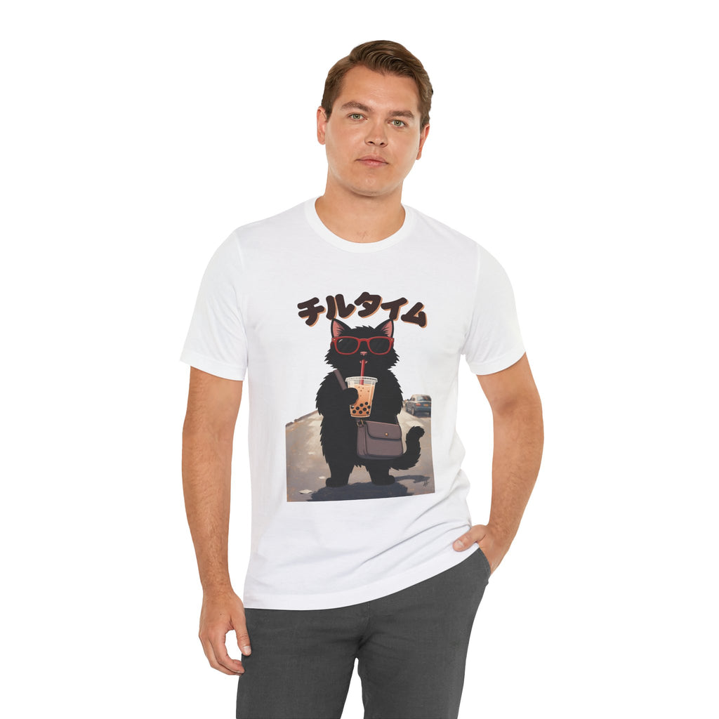 Boba Cat Tee — Cute Cat Drinking Bubble Tea Graphic T-Shirt
