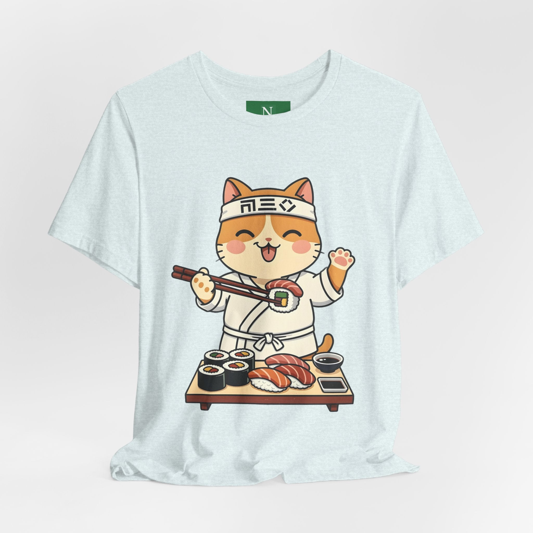 Sushi Chef Cat T‑Shirt — Cute Kawaii Cat Making Sushi Graphic Tee