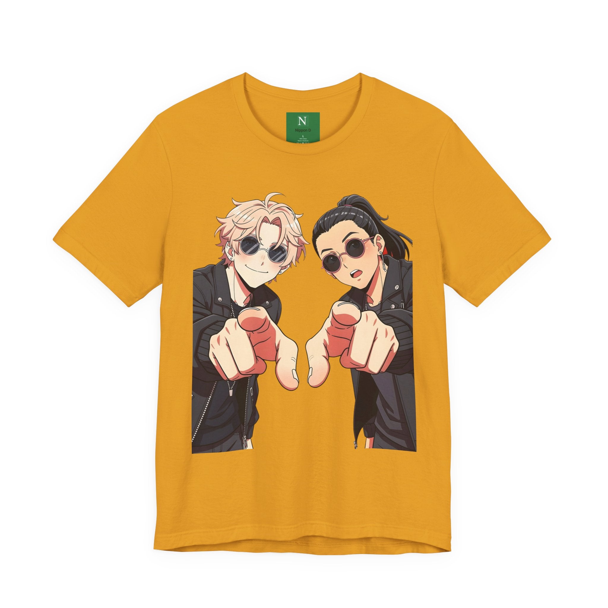 Anime Besties Pointing Tee — Cool Duo Illustration T‑Shirt