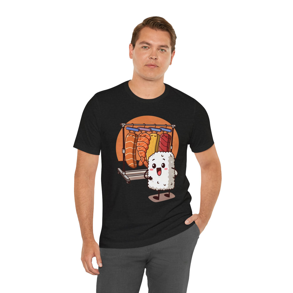 Cute Sushi Rice Cartoon T‑Shirt — Kawaii Nigiri Character Tee