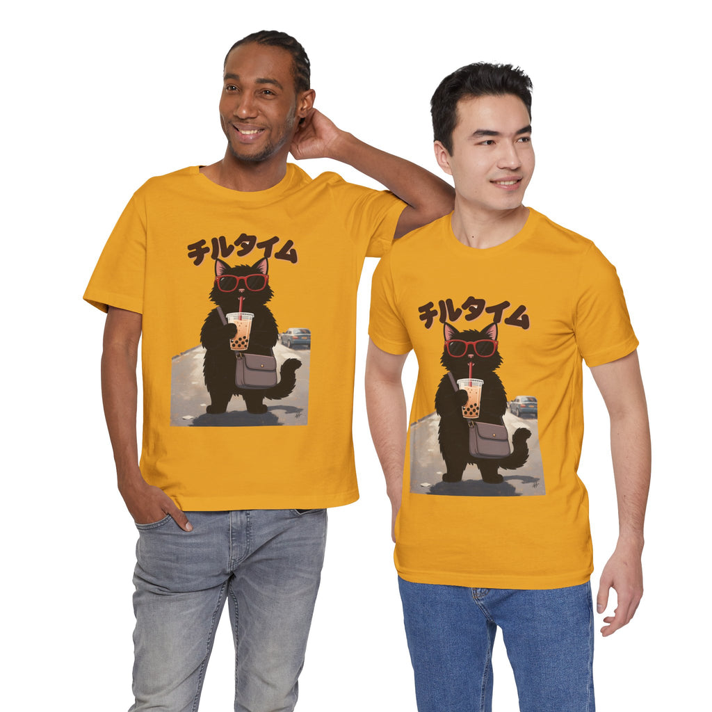Boba Cat Tee — Cute Cat Drinking Bubble Tea Graphic T-Shirt