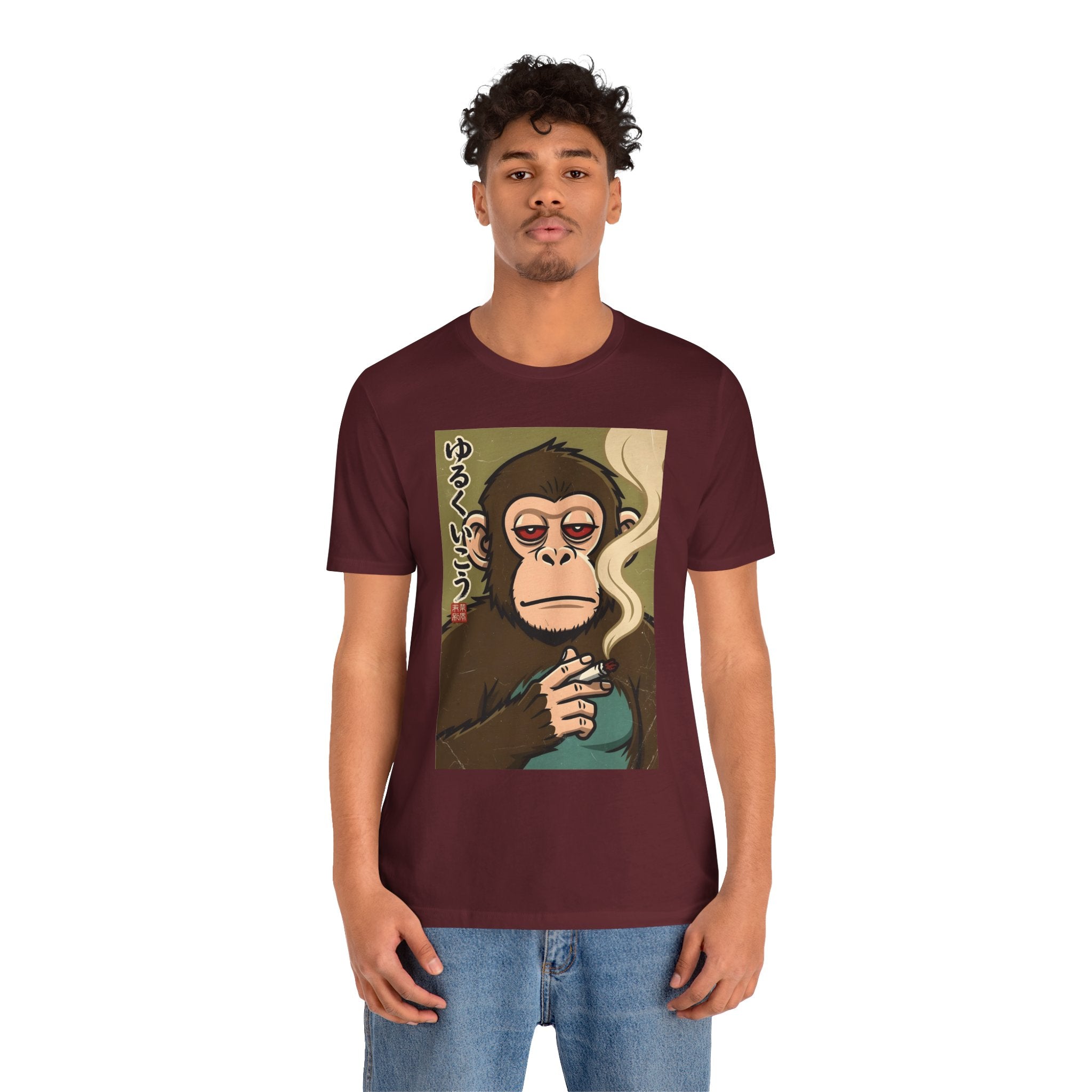 Smoking Monkey Graphic Tee — Japanese Retro Ape Illustration T-Shirt