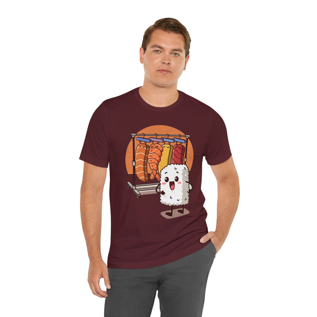 Cute Sushi Rice Cartoon T‑Shirt — Kawaii Nigiri Character Tee