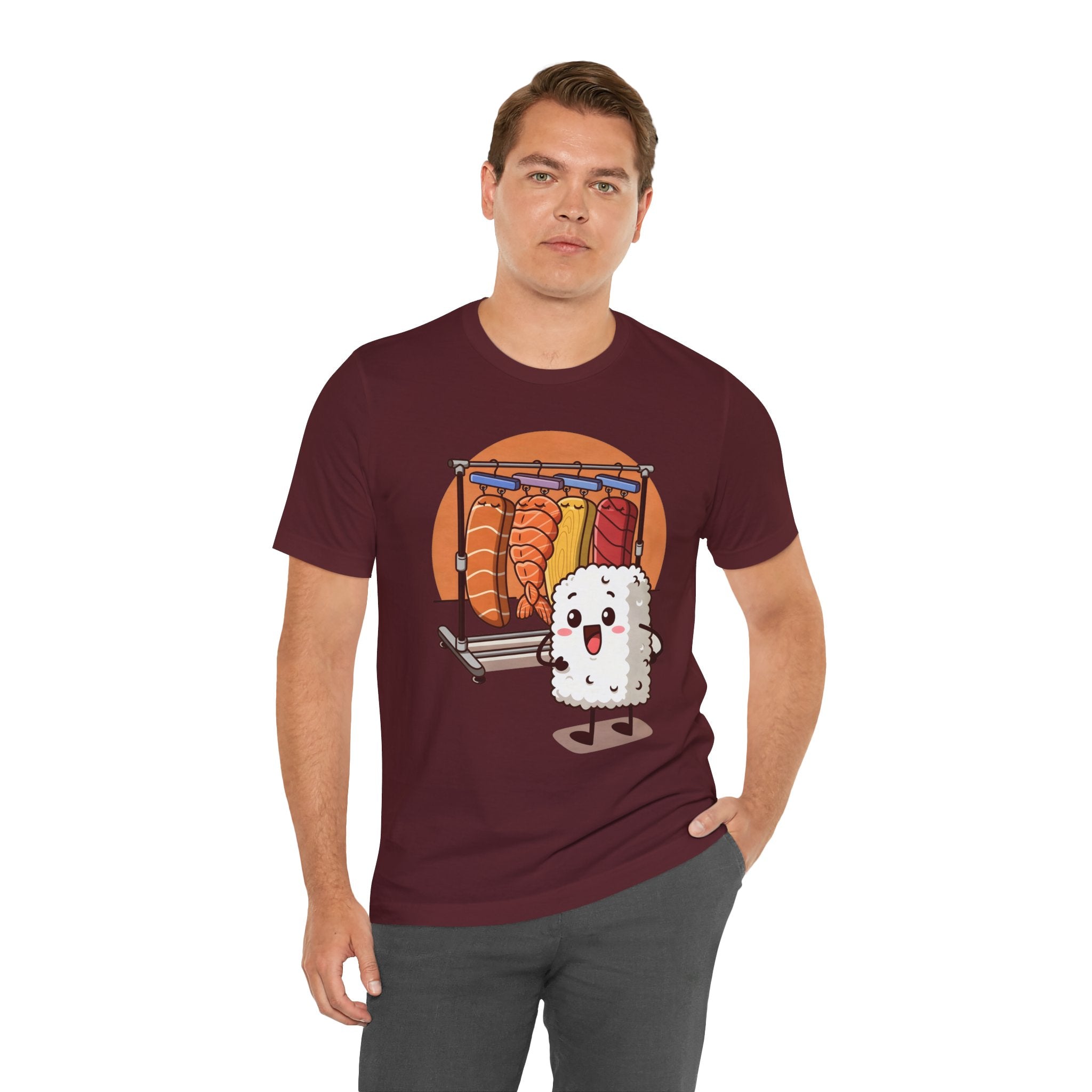 Cute Sushi Rice Cartoon T‑Shirt — Kawaii Nigiri Character Tee