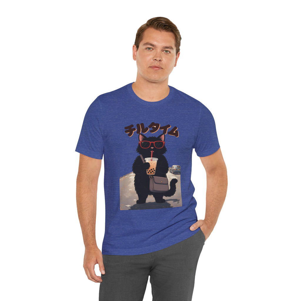 Boba Cat Tee — Cute Cat Drinking Bubble Tea Graphic T-Shirt
