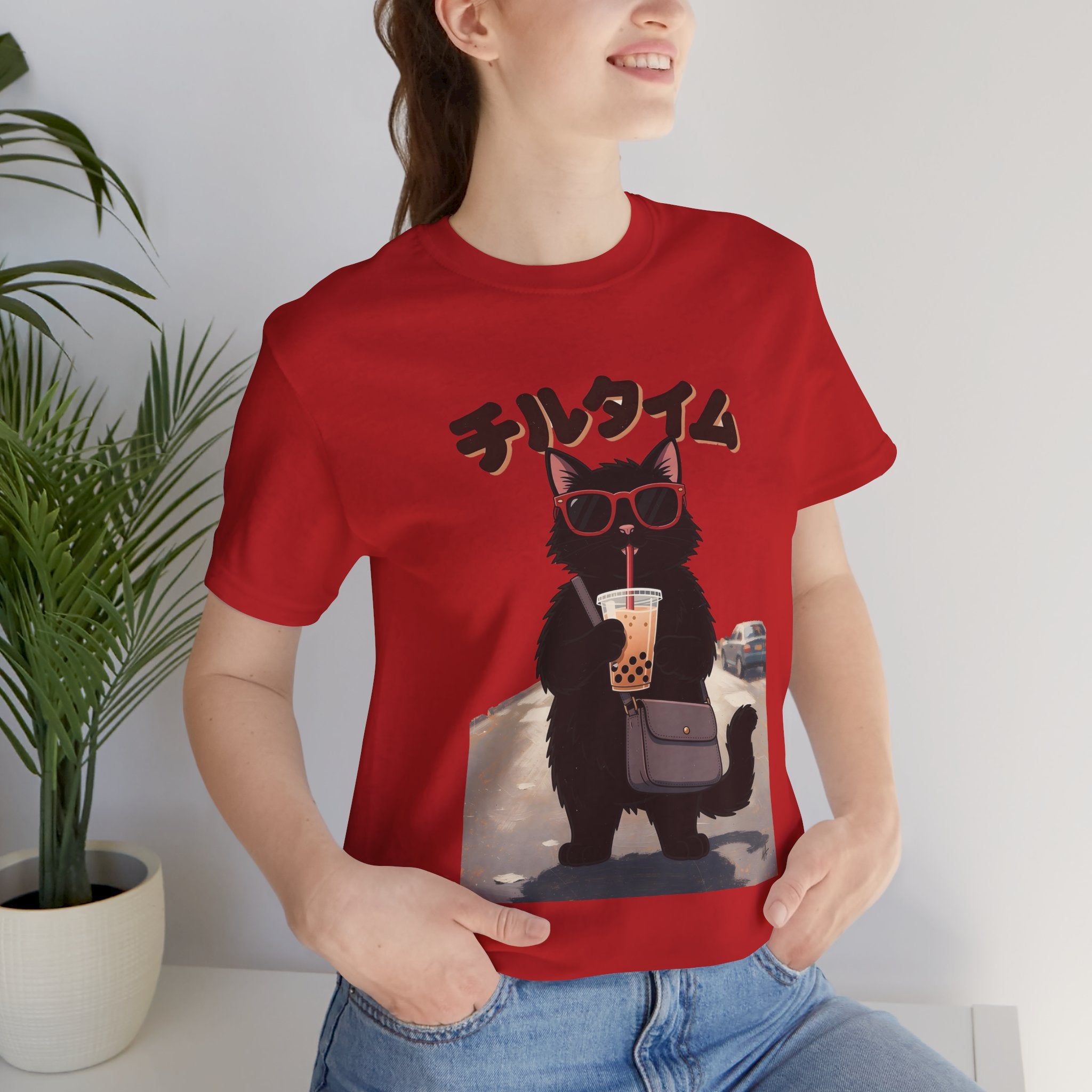 Boba Cat Tee — Cute Cat Drinking Bubble Tea Graphic T-Shirt
