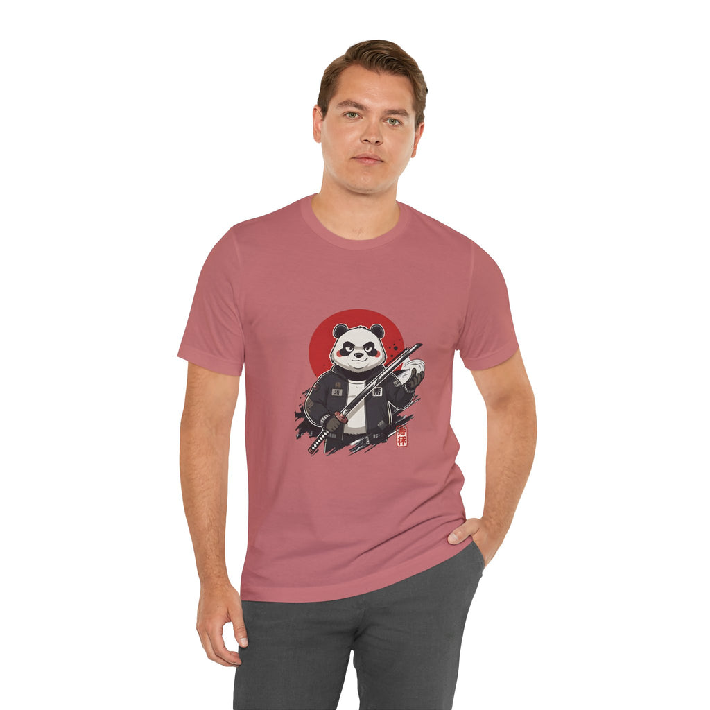 Samurai Panda T-Shirt — Cute Warrior Graphic Tee with Red Sun