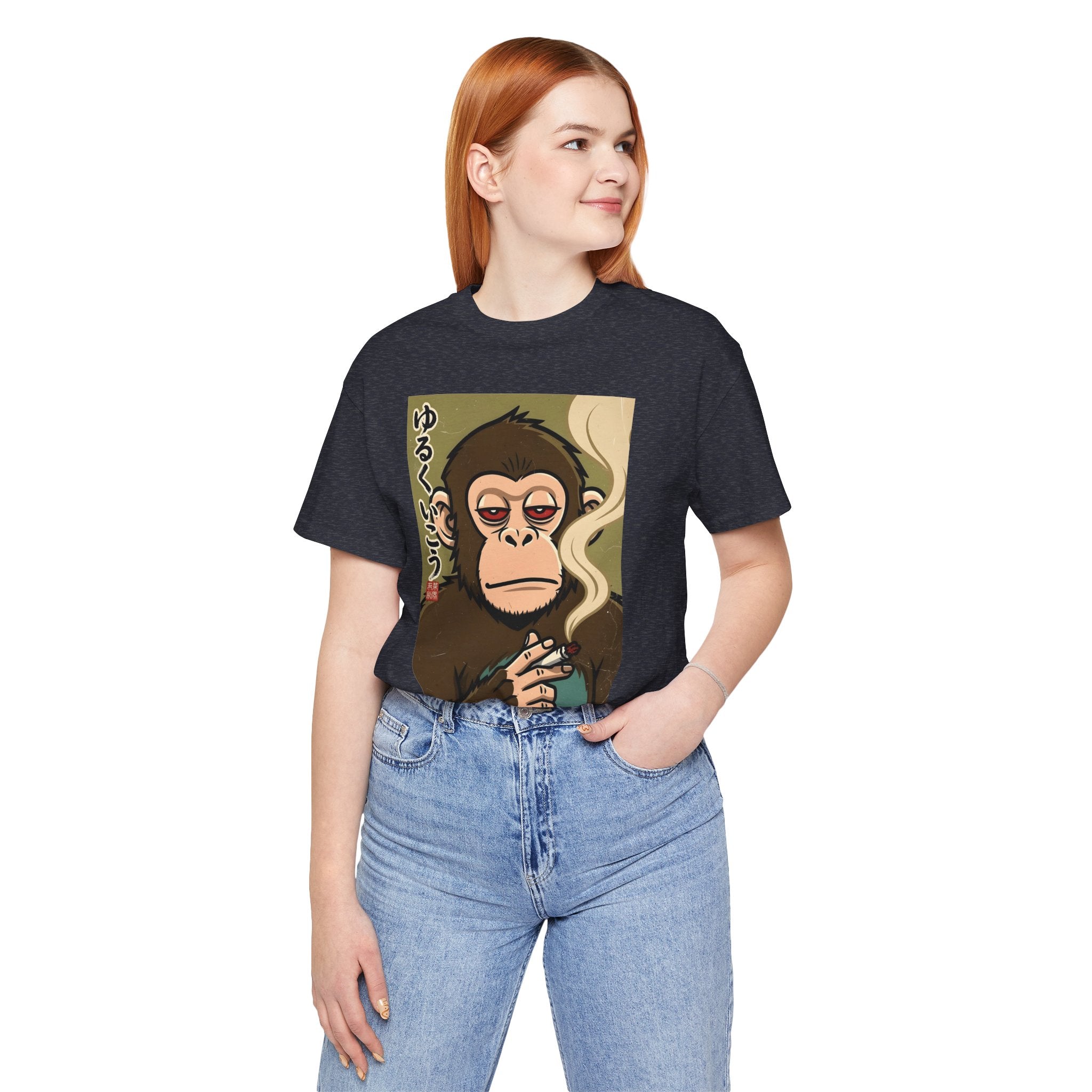 Smoking Monkey Graphic Tee — Japanese Retro Ape Illustration T-Shirt