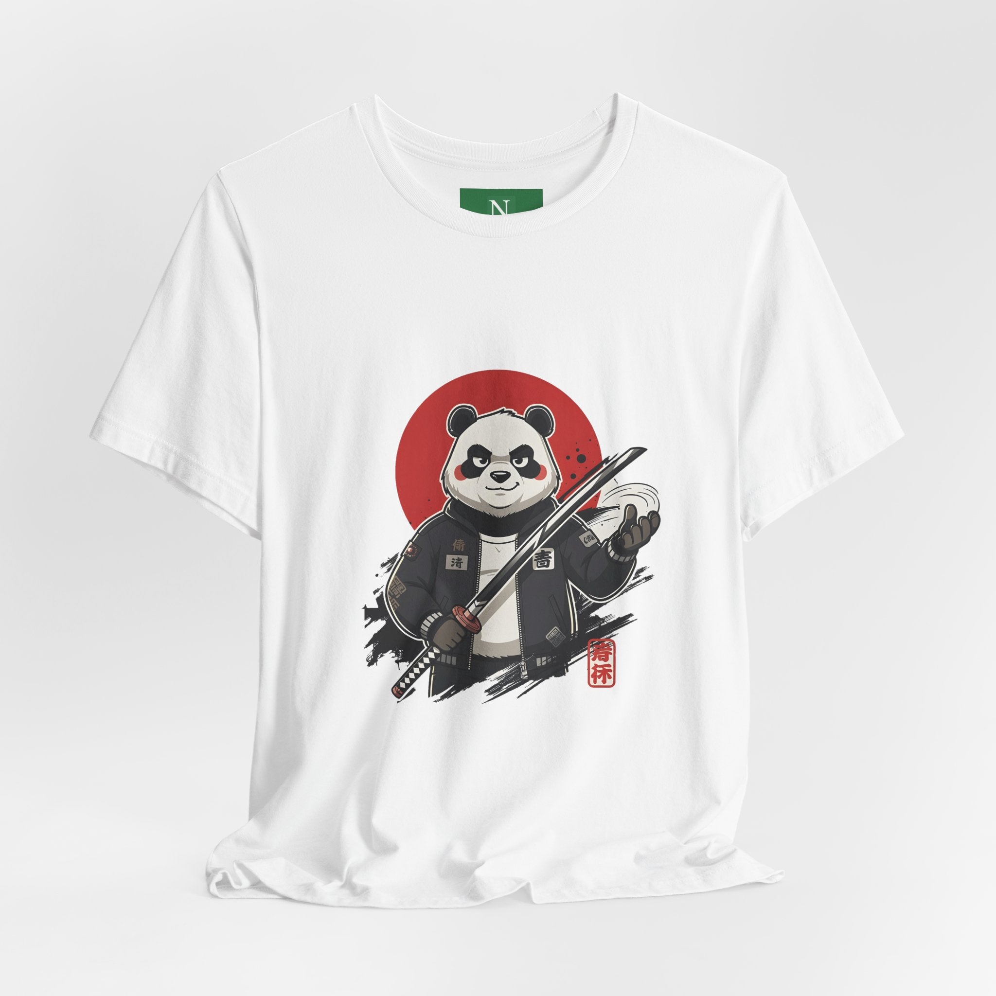 Samurai Panda T-Shirt — Cute Warrior Graphic Tee with Red Sun