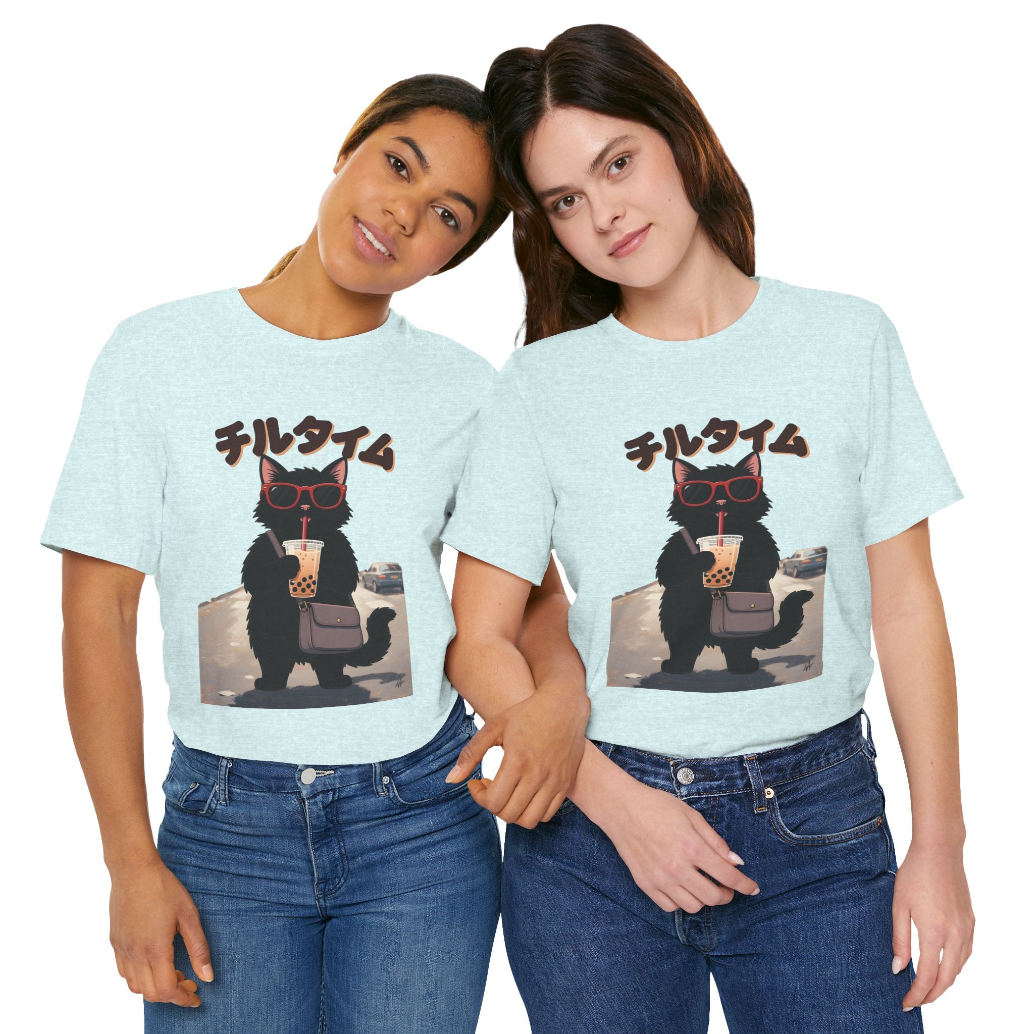 Boba Cat Tee — Cute Cat Drinking Bubble Tea Graphic T-Shirt