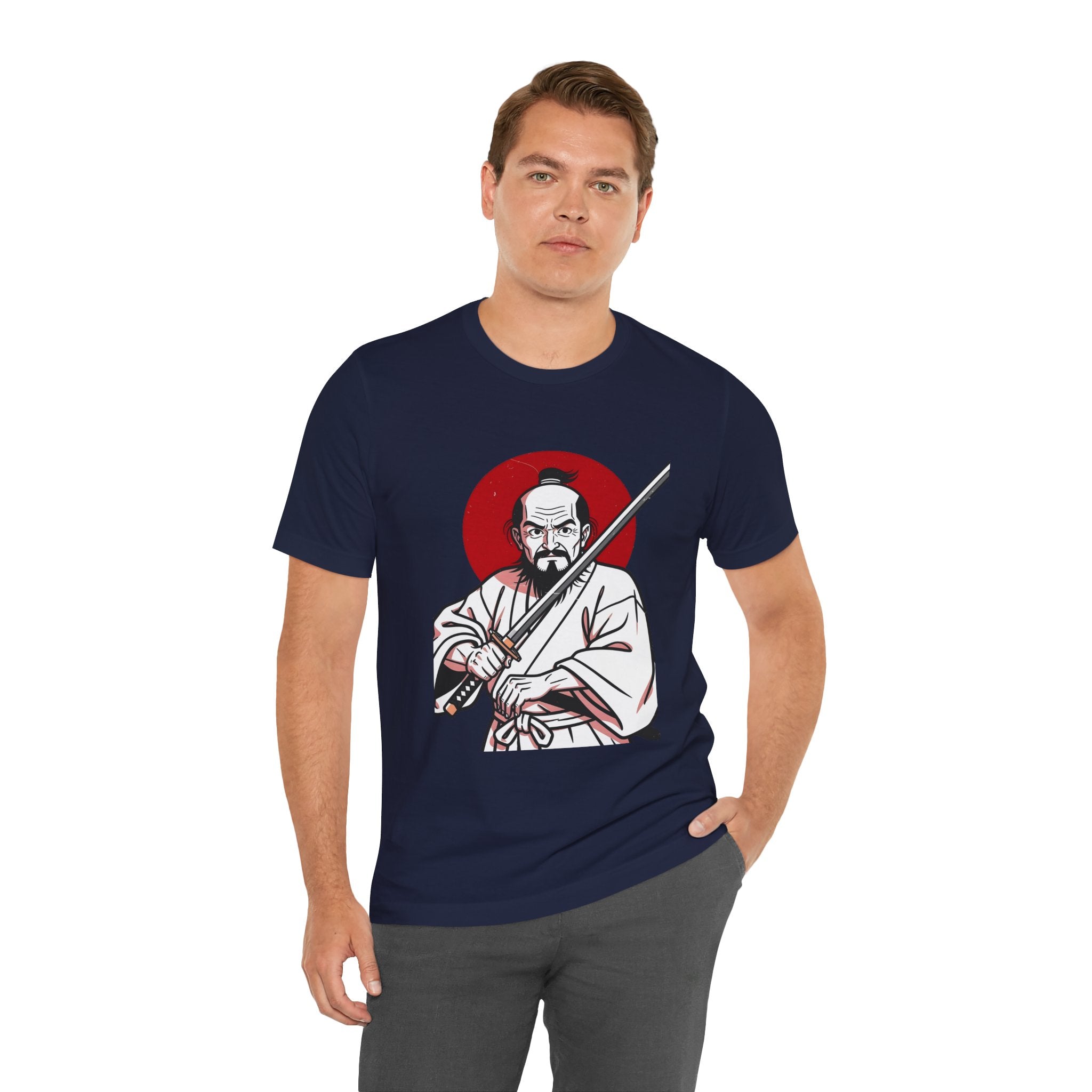 Samurai Warrior T-Shirt – Vintage Katana Illustration with Red Rising Sun