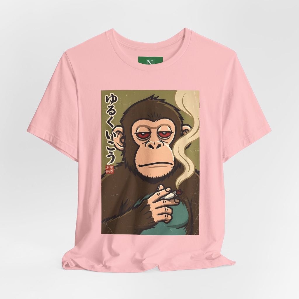 Smoking Monkey Graphic Tee — Japanese Retro Ape Illustration T-Shirt
