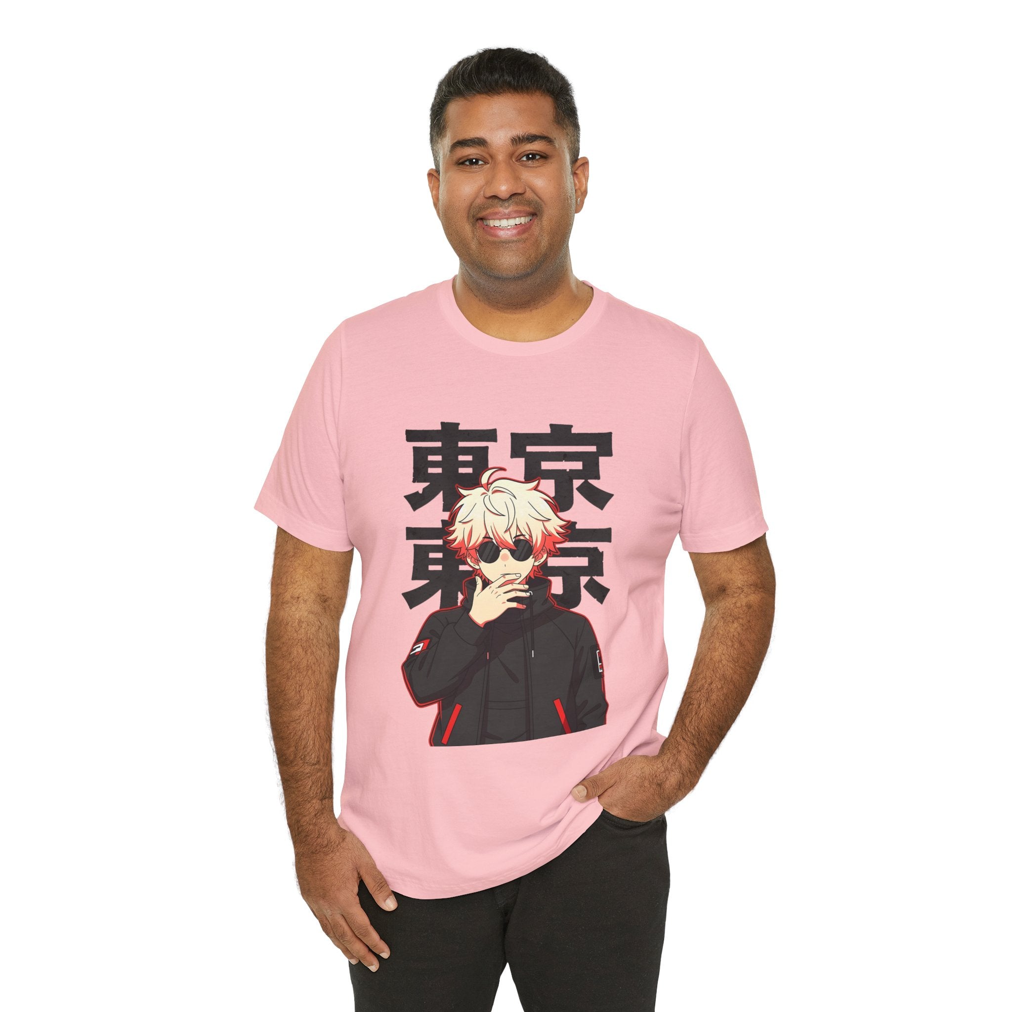 Tokyo Anime Graphic Tee — Blond Character with Kanji "東京"