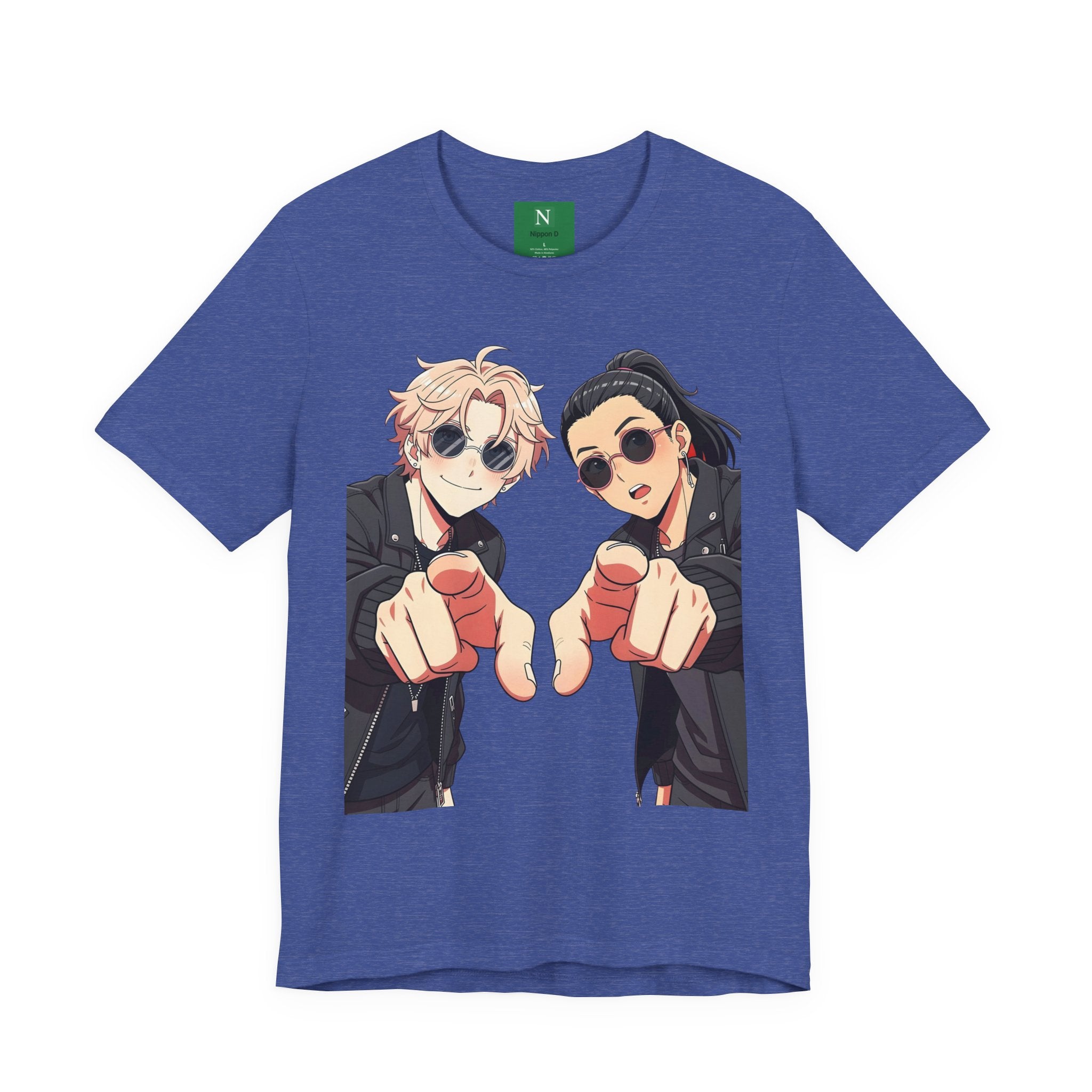 Anime Besties Pointing Tee — Cool Duo Illustration T‑Shirt