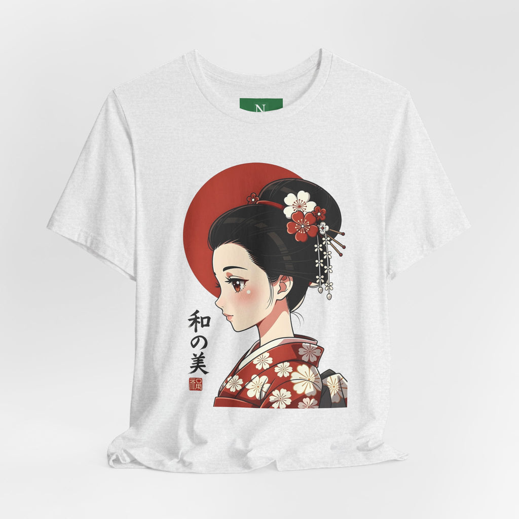 Geisha Portrait Tee — Japanese Floral Kimono Art T-Shirt