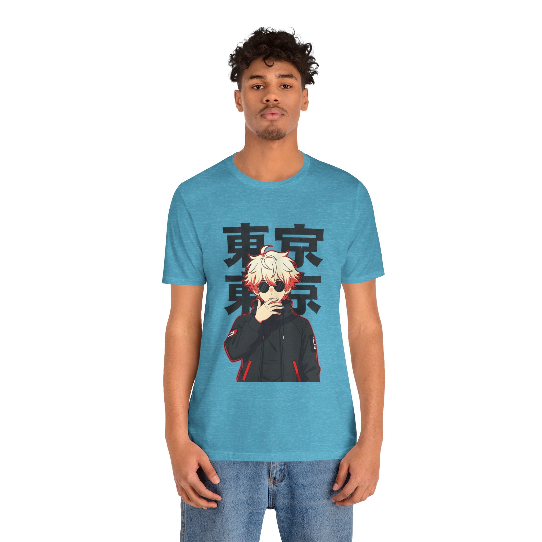 Tokyo Anime Graphic Tee — Blond Character with Kanji "東京"