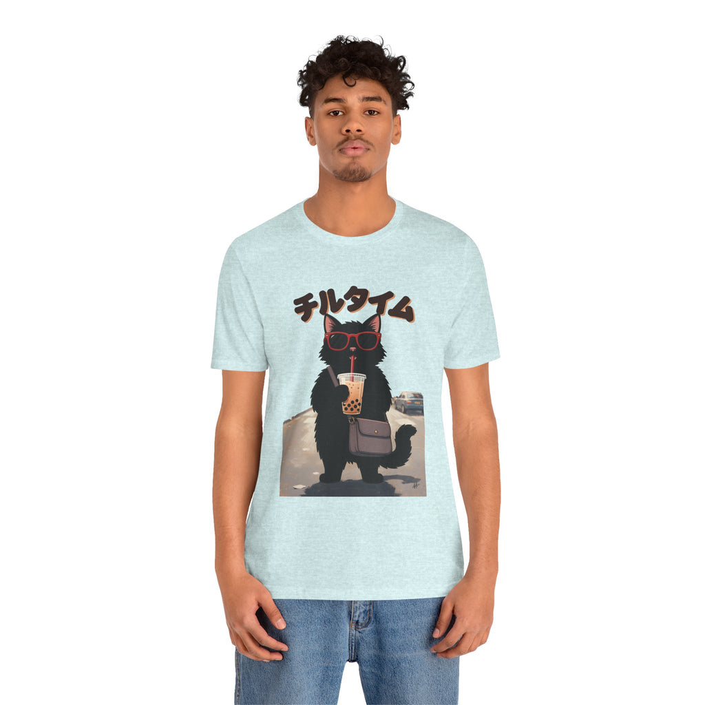 Boba Cat Tee — Cute Cat Drinking Bubble Tea Graphic T-Shirt