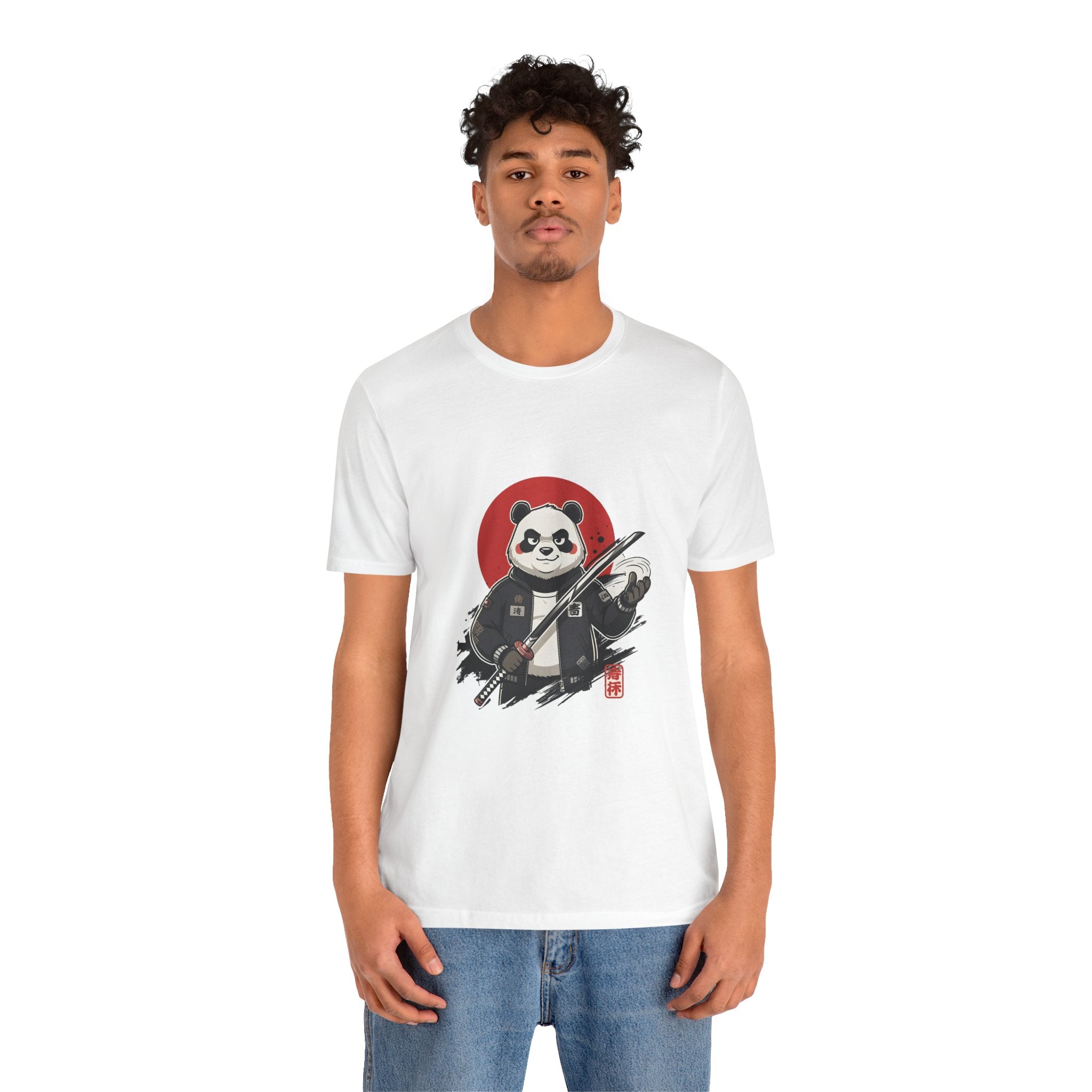 Samurai Panda T-Shirt — Cute Warrior Graphic Tee with Red Sun