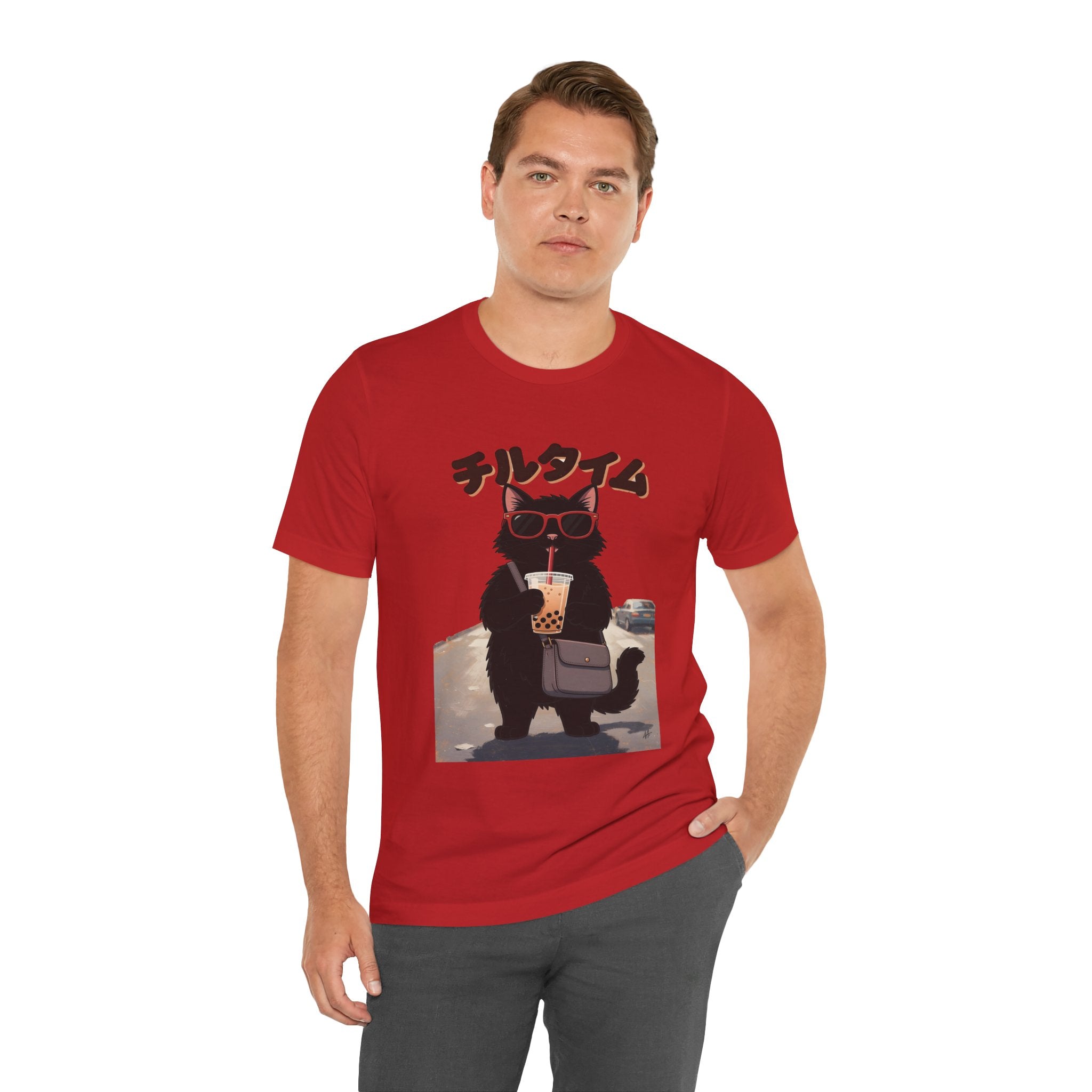 Boba Cat Tee — Cute Cat Drinking Bubble Tea Graphic T-Shirt