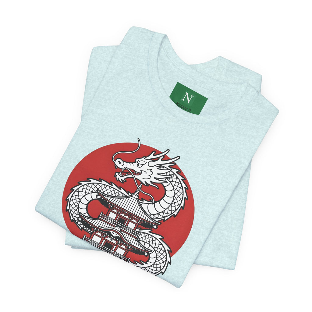 Dragon Pagoda T‑Shirt — Japanese Red Sun Temple Graphic Tee