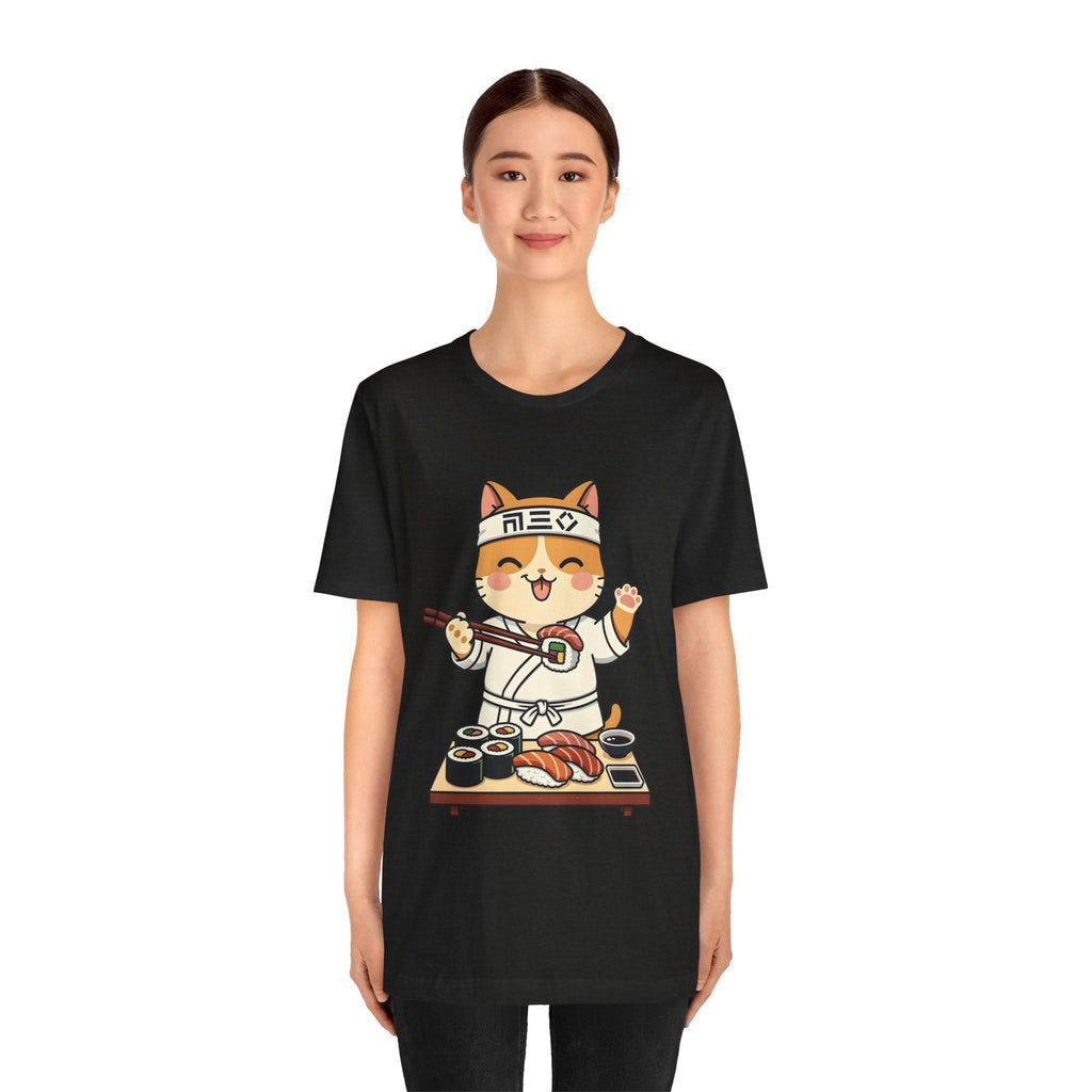 Sushi Chef Cat T‑Shirt — Cute Kawaii Cat Making Sushi Graphic Tee